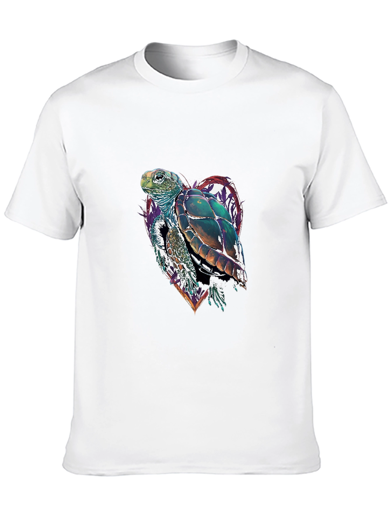 Sea Turtle Heart Graphic Tee - Black Cotton Blend