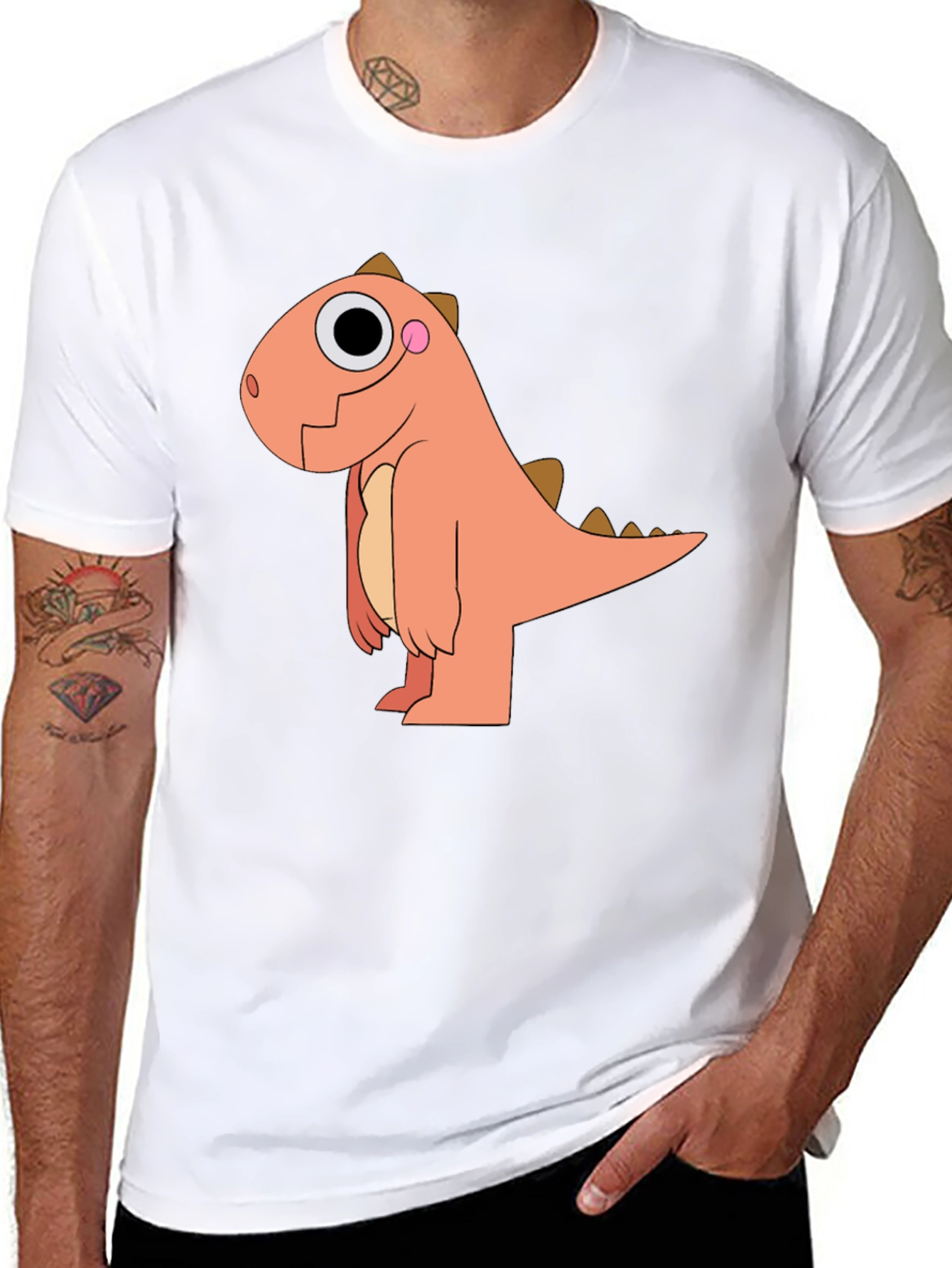 Dino Cartoon Graphic Black T-Shirt
