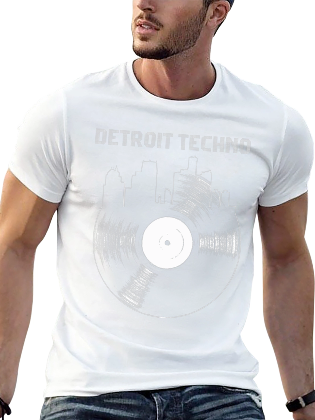 Detroit Techno Vinyl Record Skyline T-Shirt