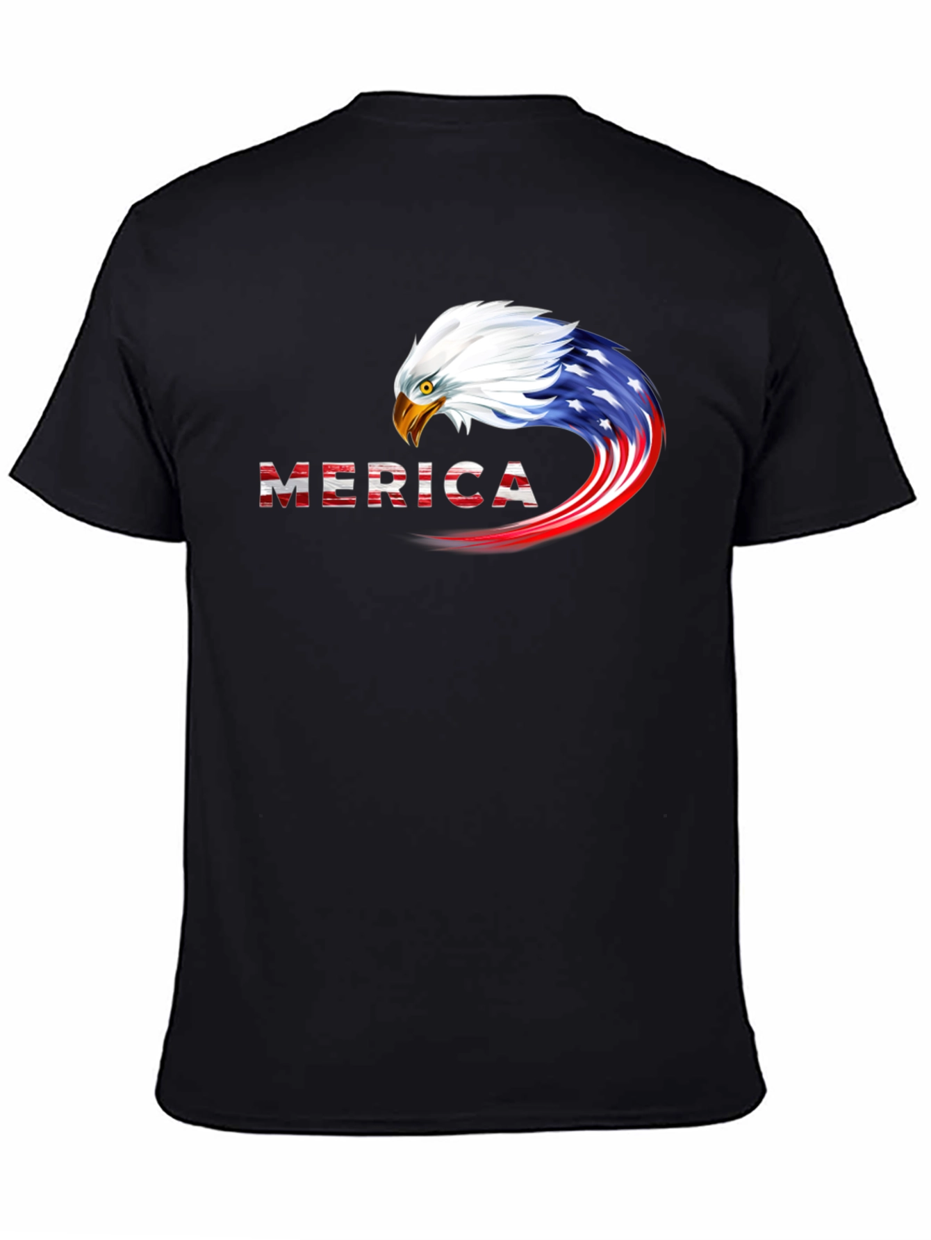 Patriotic Eagle Merica Graphic T-Shirt - Black