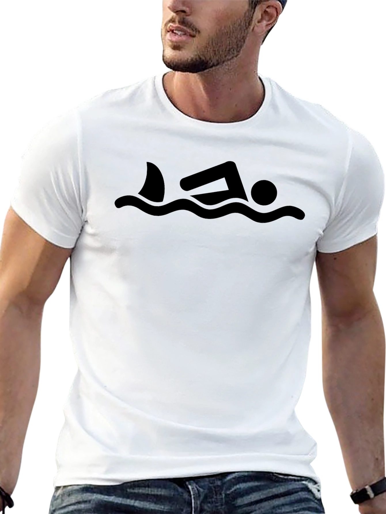 Shark Swimmer Black T-Shirt