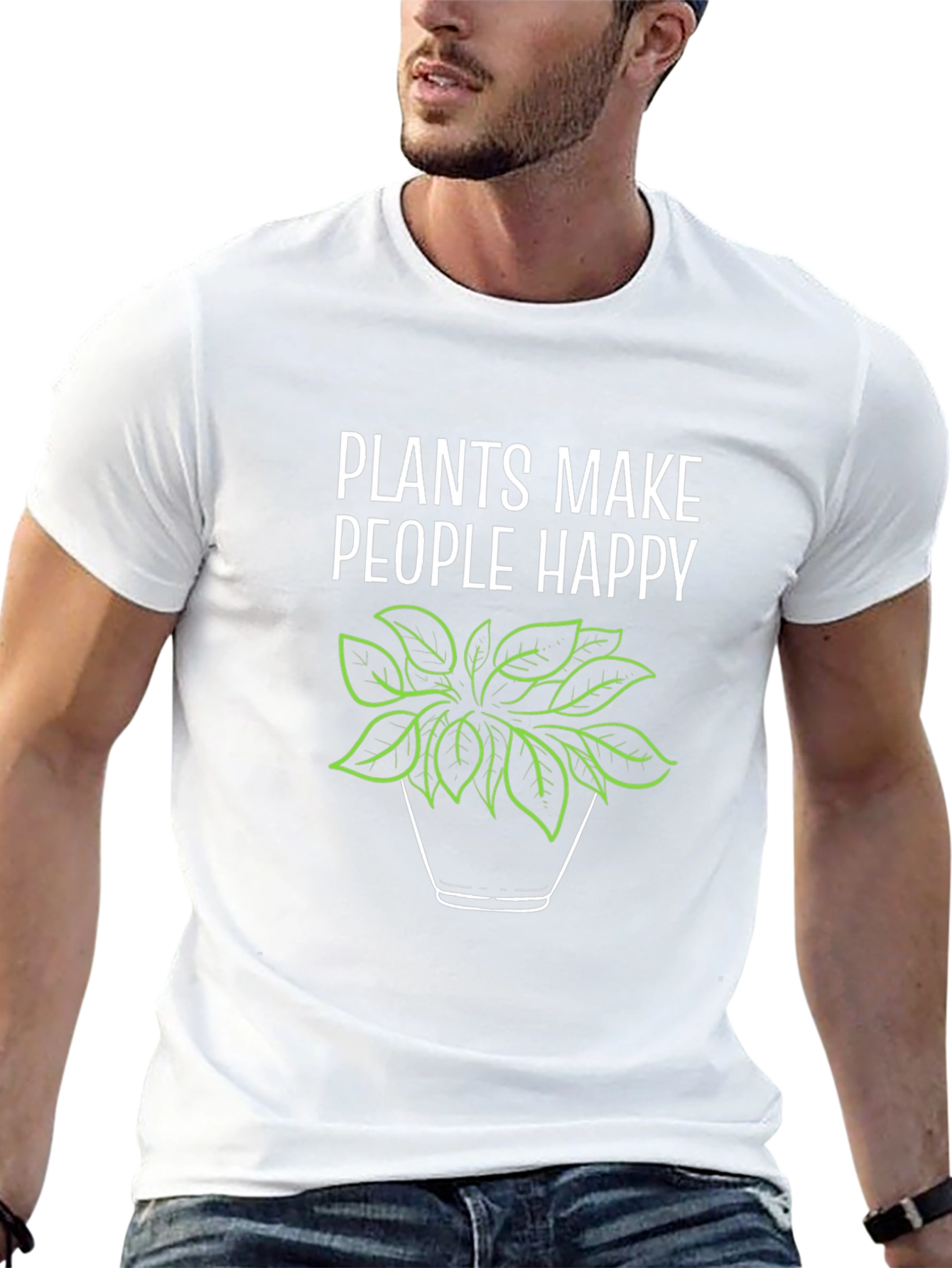 Plants Make People Happy Graphic Tee - Black
