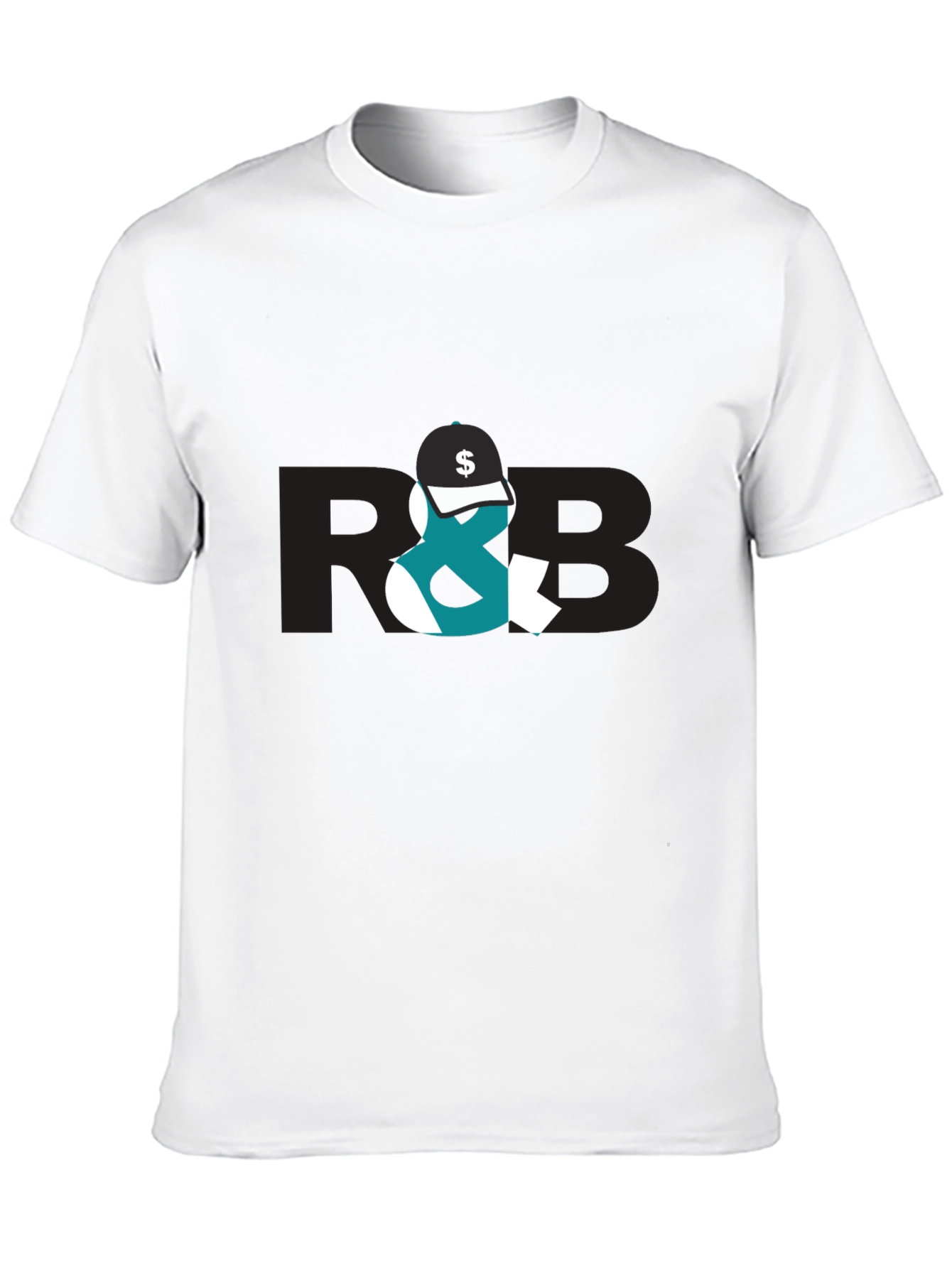 Trendy Black Graphic Tee with R&B Design
