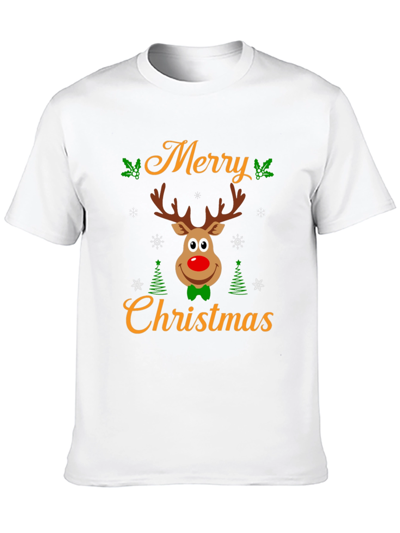 Merry Christmas Reindeer Graphic Tee - Holiday Cheer!