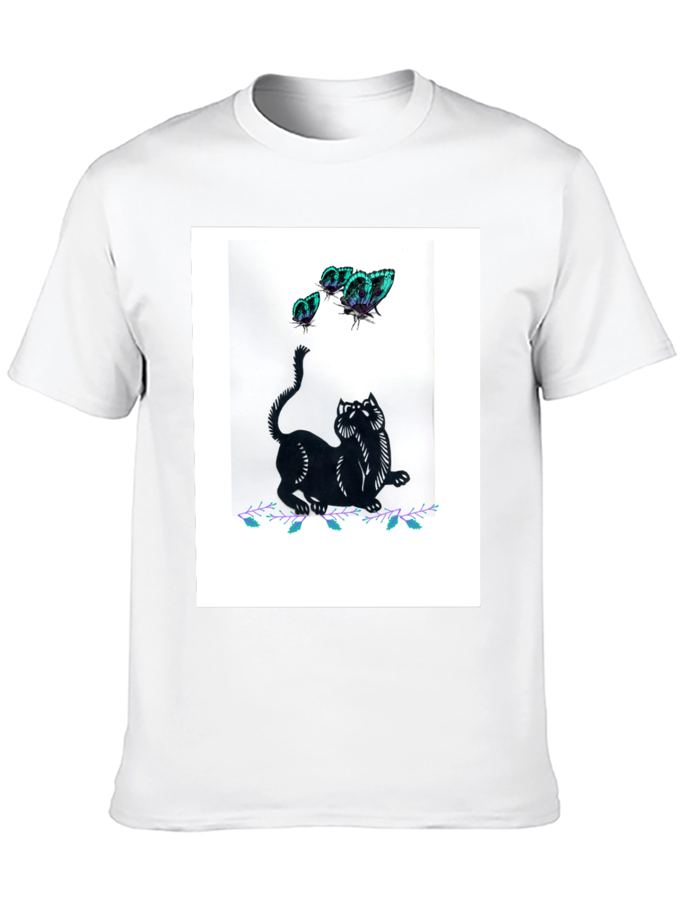 Black Cat & Butterfly Graphic Tee