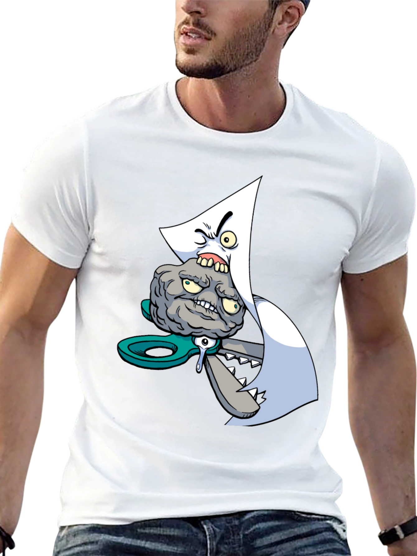 Cartoon Graphic Print Black T-Shirt
