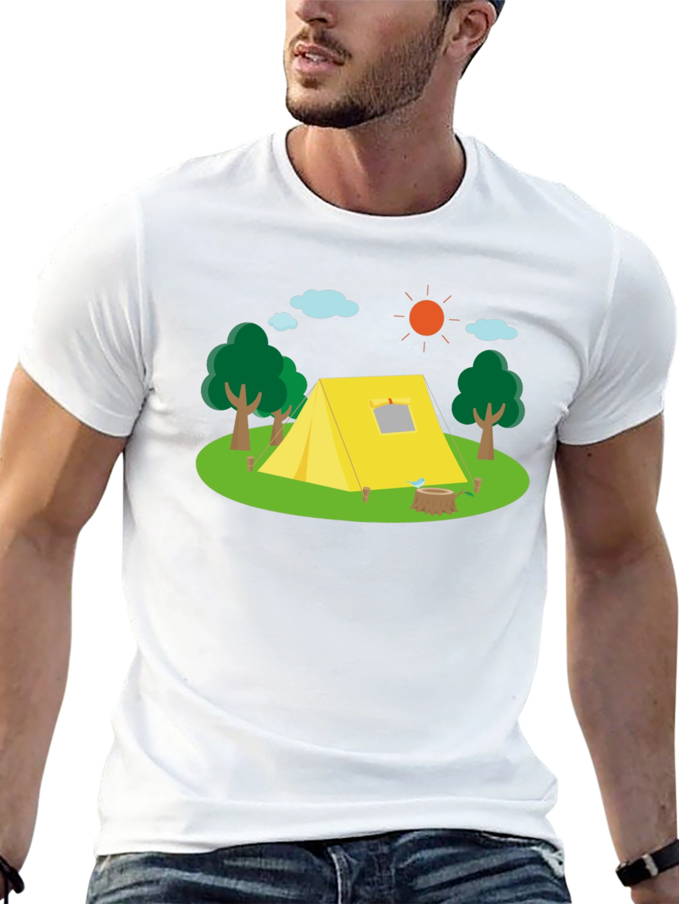 Camping Scene Black T-Shirt
