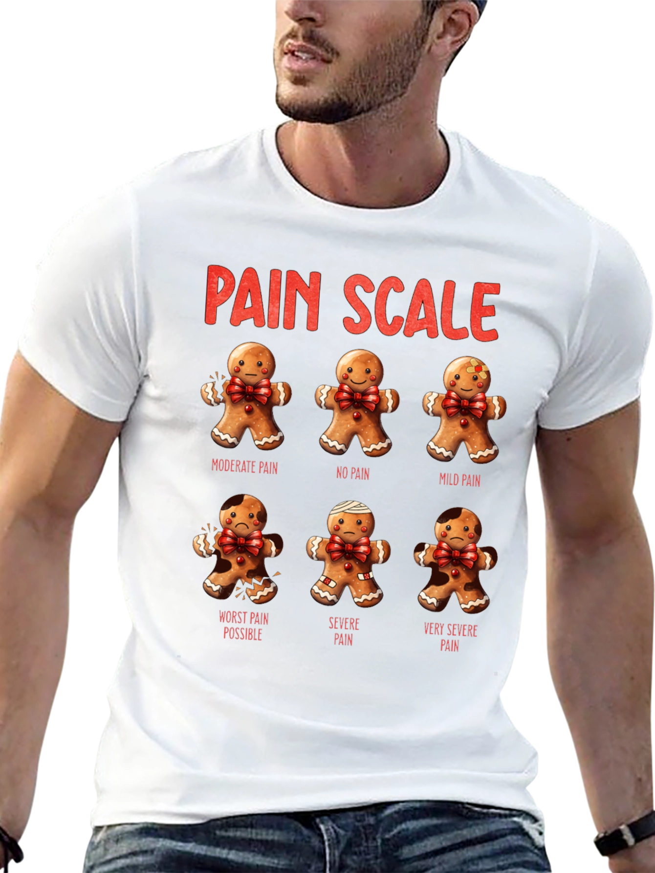 Gingerbread Pain Scale Black T-Shirt