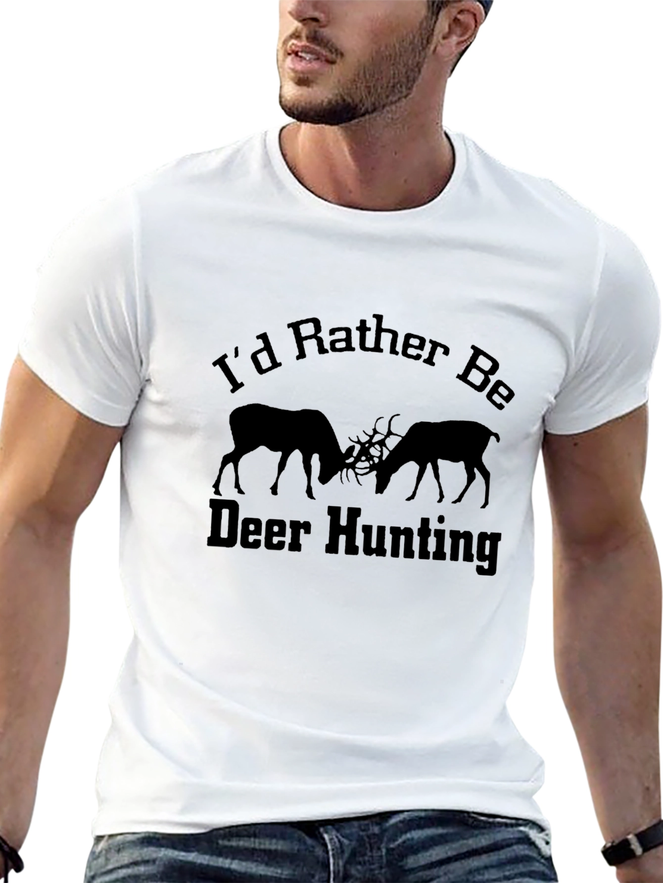 Deer Hunting Graphic Tee - Black Cotton T-Shirt