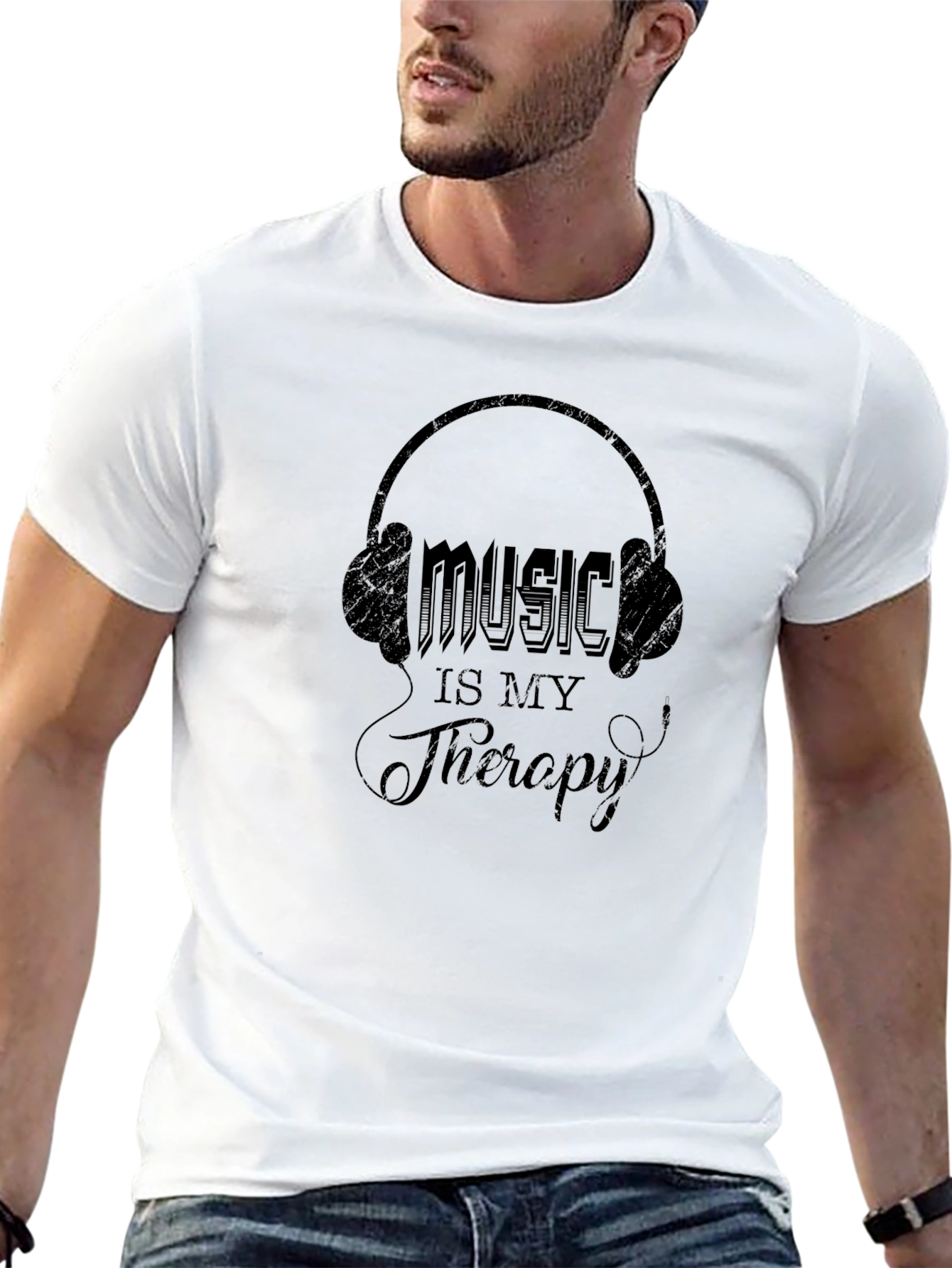 Music is My Therapy T-Shirt | Black Graphic Tee