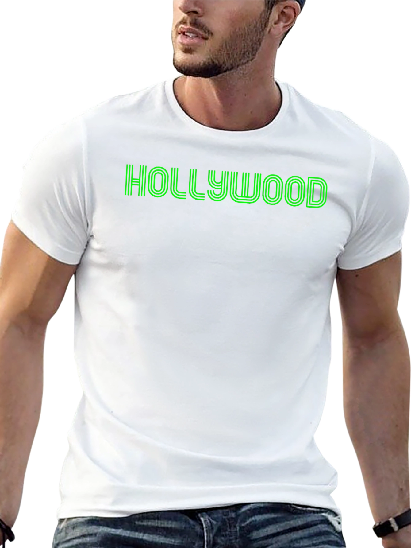 Hollywood Graphic Tee - Retro Style Black T-Shirt