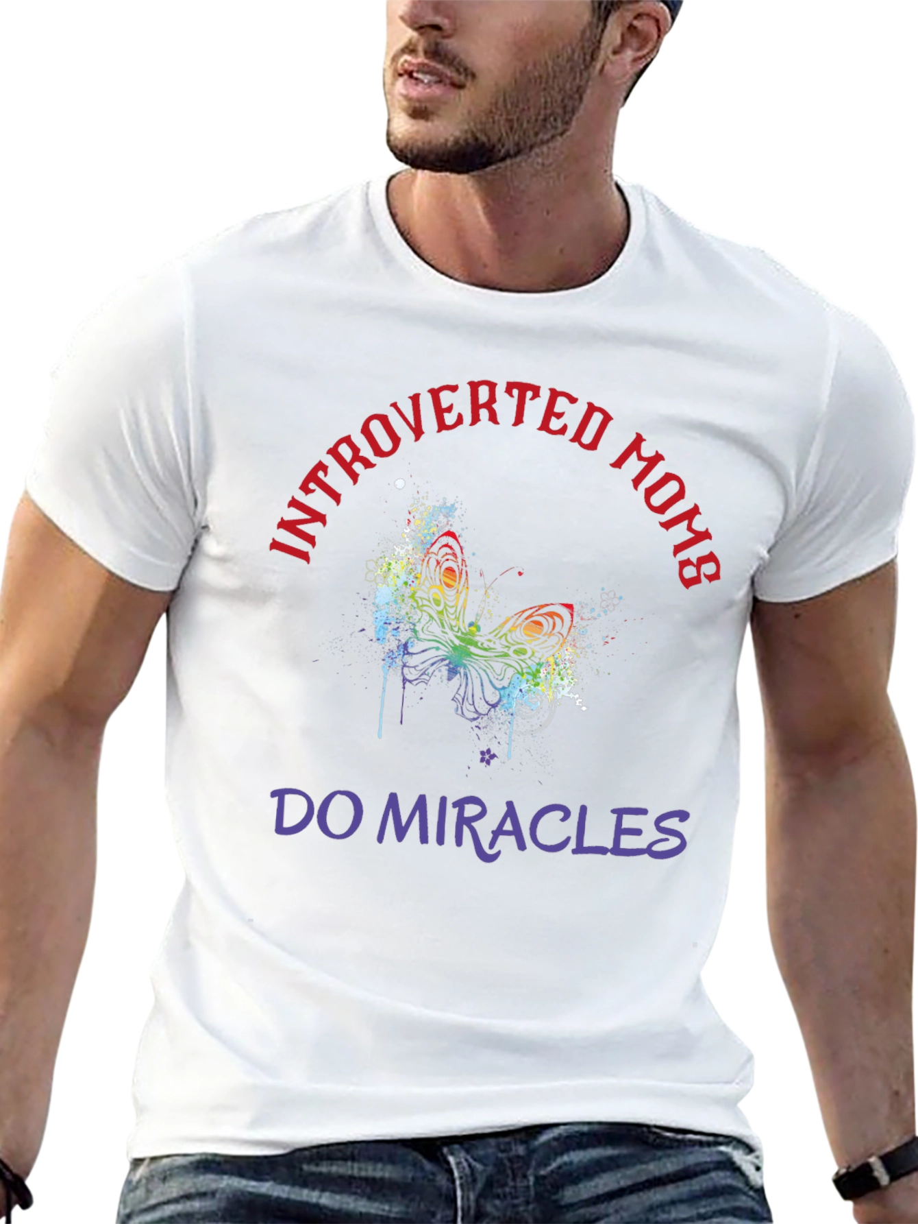 Introverted Moms T-Shirt Butterfly Graphic