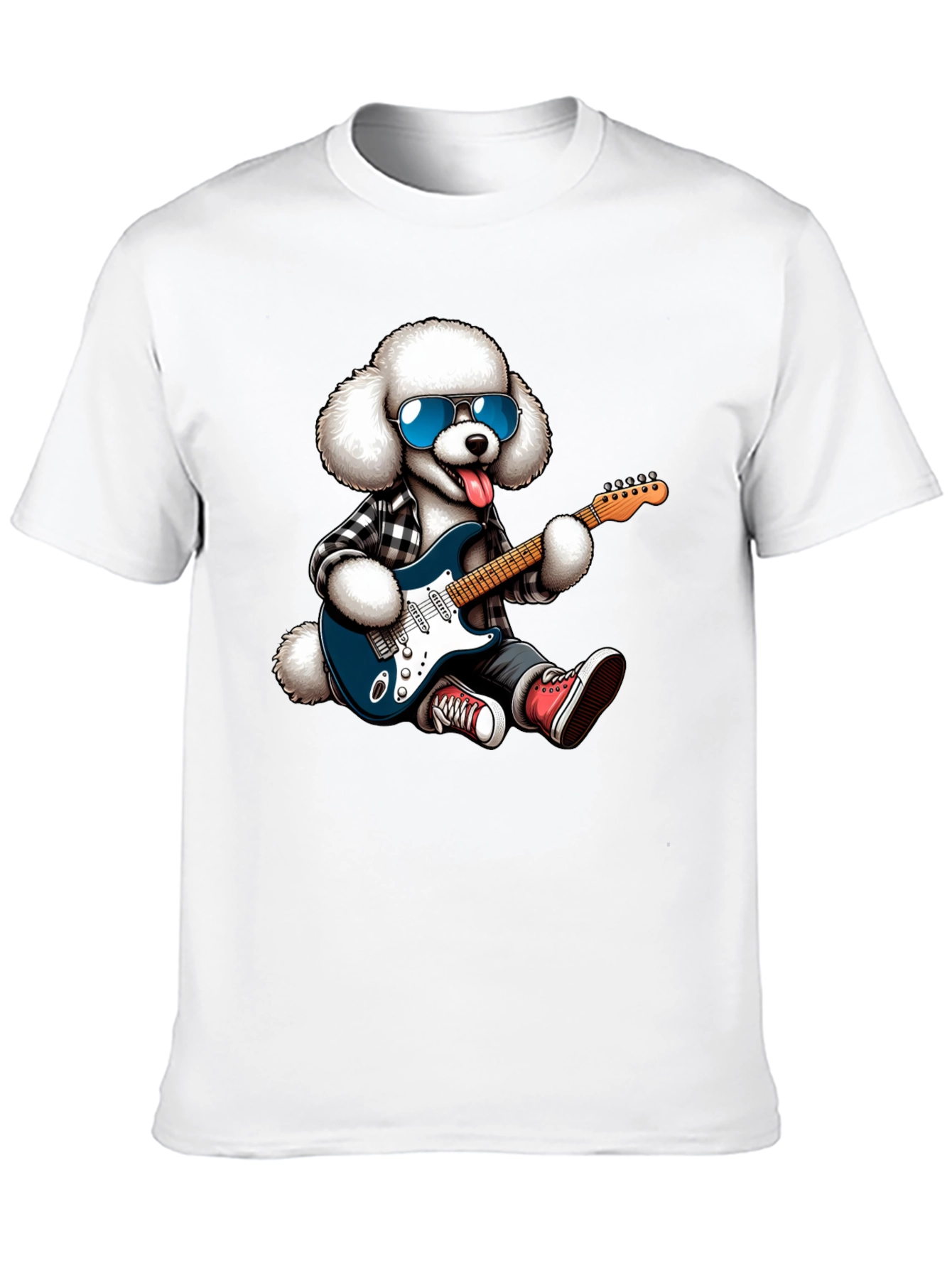 Cool Poodle Guitarist Graphic Tee