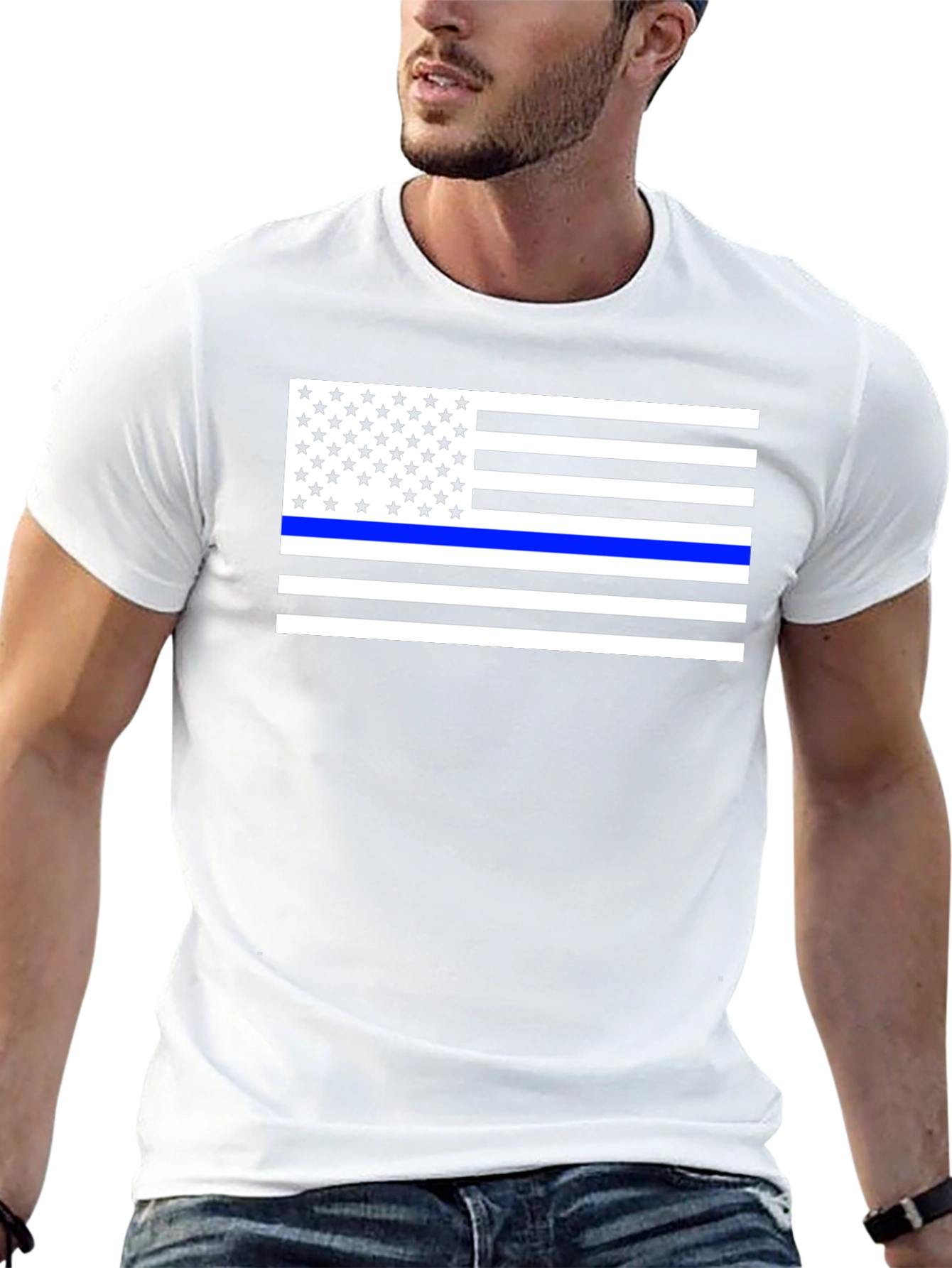 Thin Blue Line American Flag T-Shirt