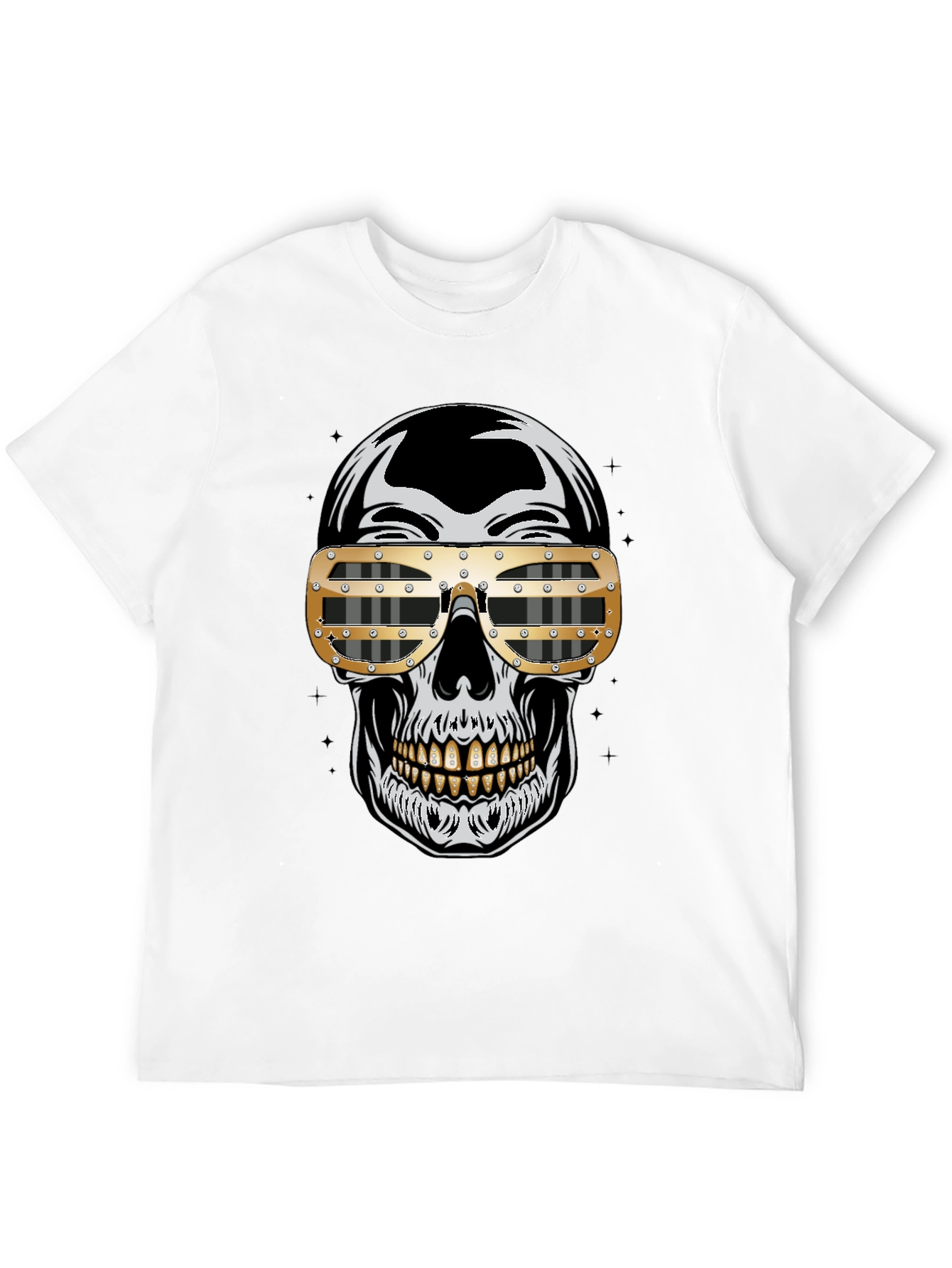 Skull Graphic Tee - Gold Sunglasses