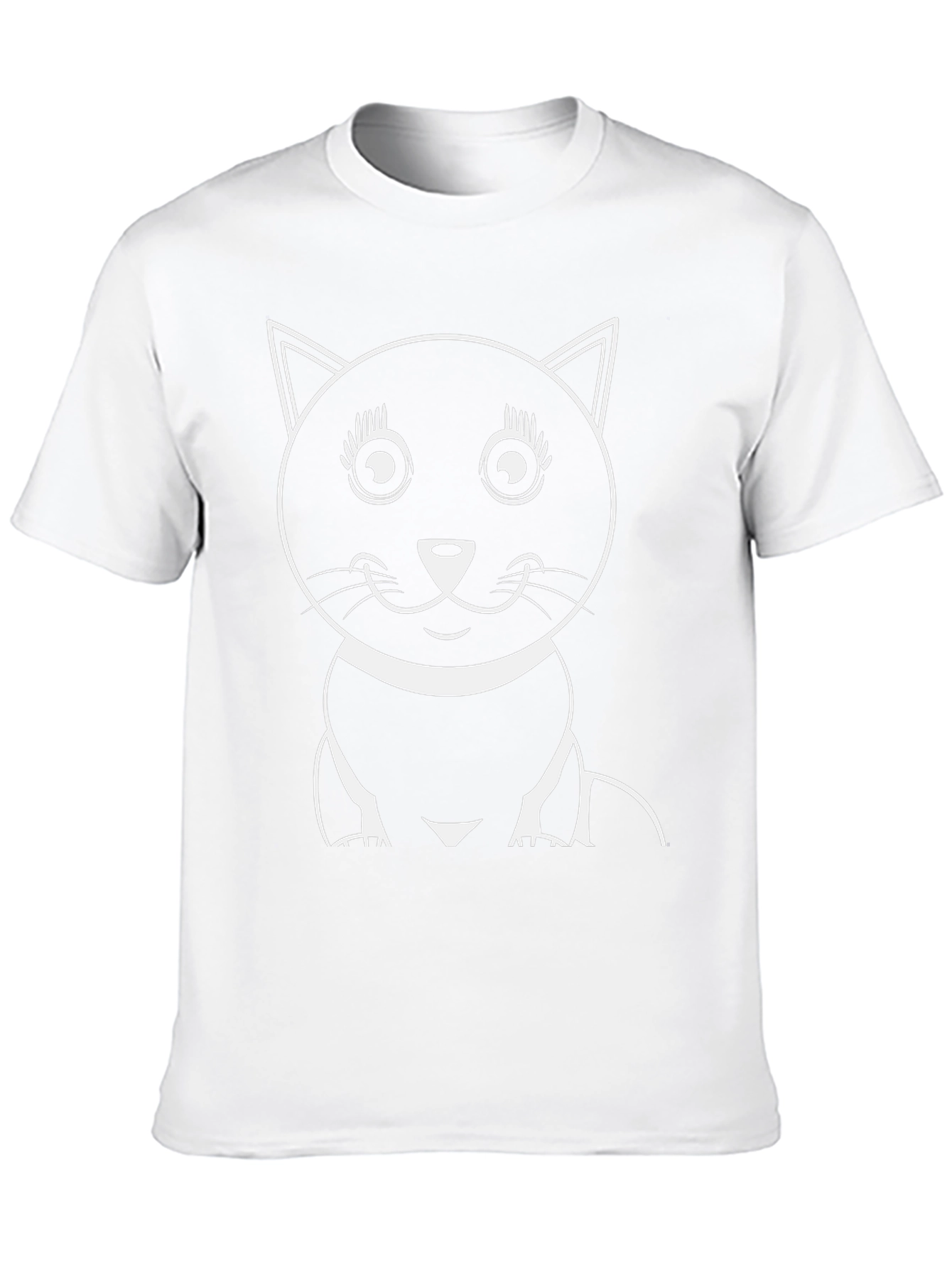 Cute Cat Graphic Tee - Black Cotton Blend T-Shirt