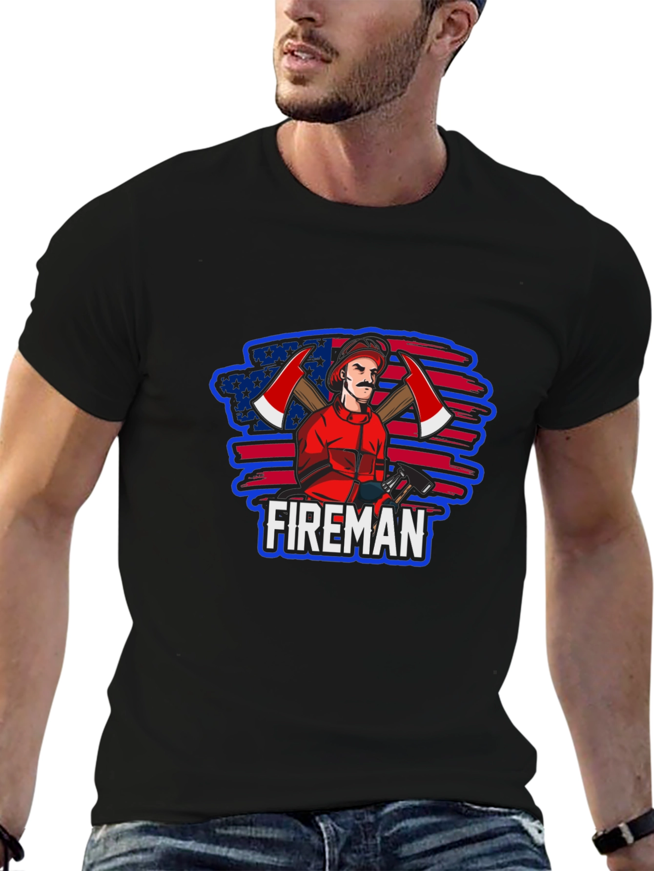 Fireman T-Shirt - Patriotic Firefighter Graphic Tee
