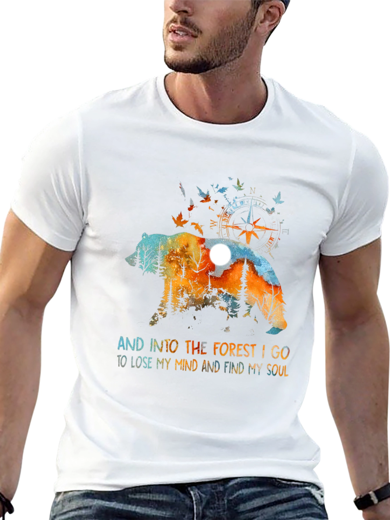 Forest Bear Graphic Tee - Nature Lover Shirt