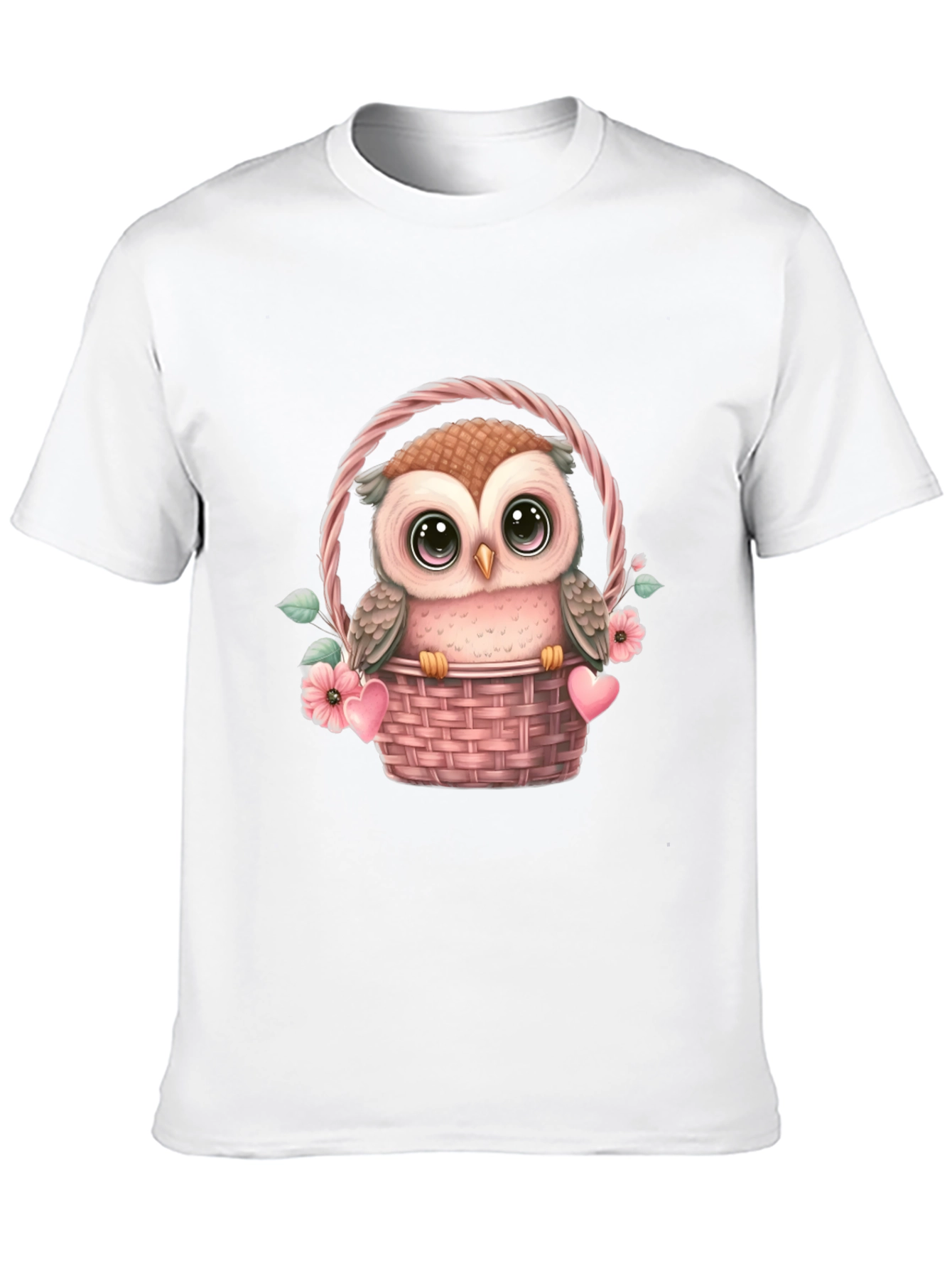 Cute Owl in Basket Graphic Tee