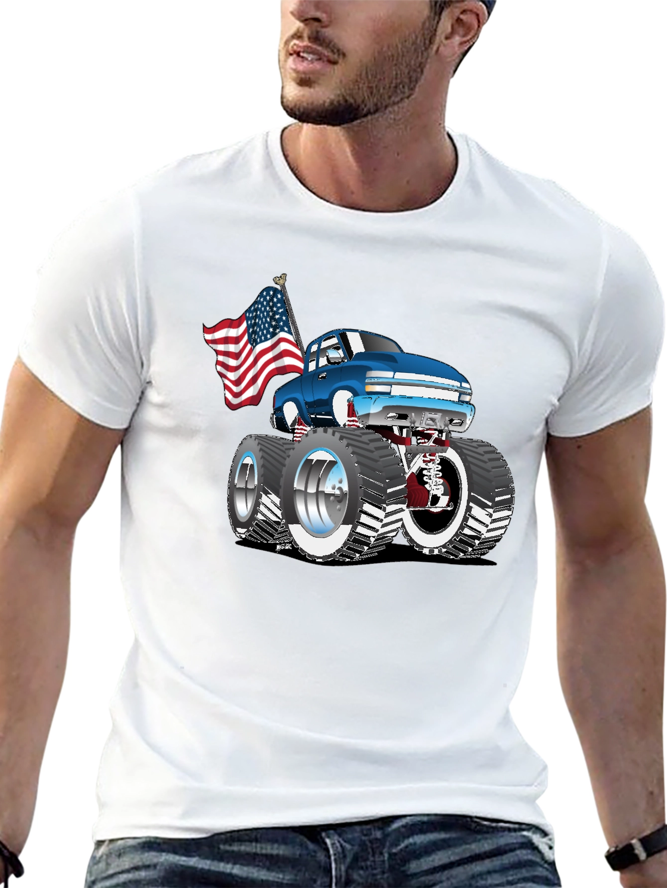 Monster Truck USA Flag Graphic Tee