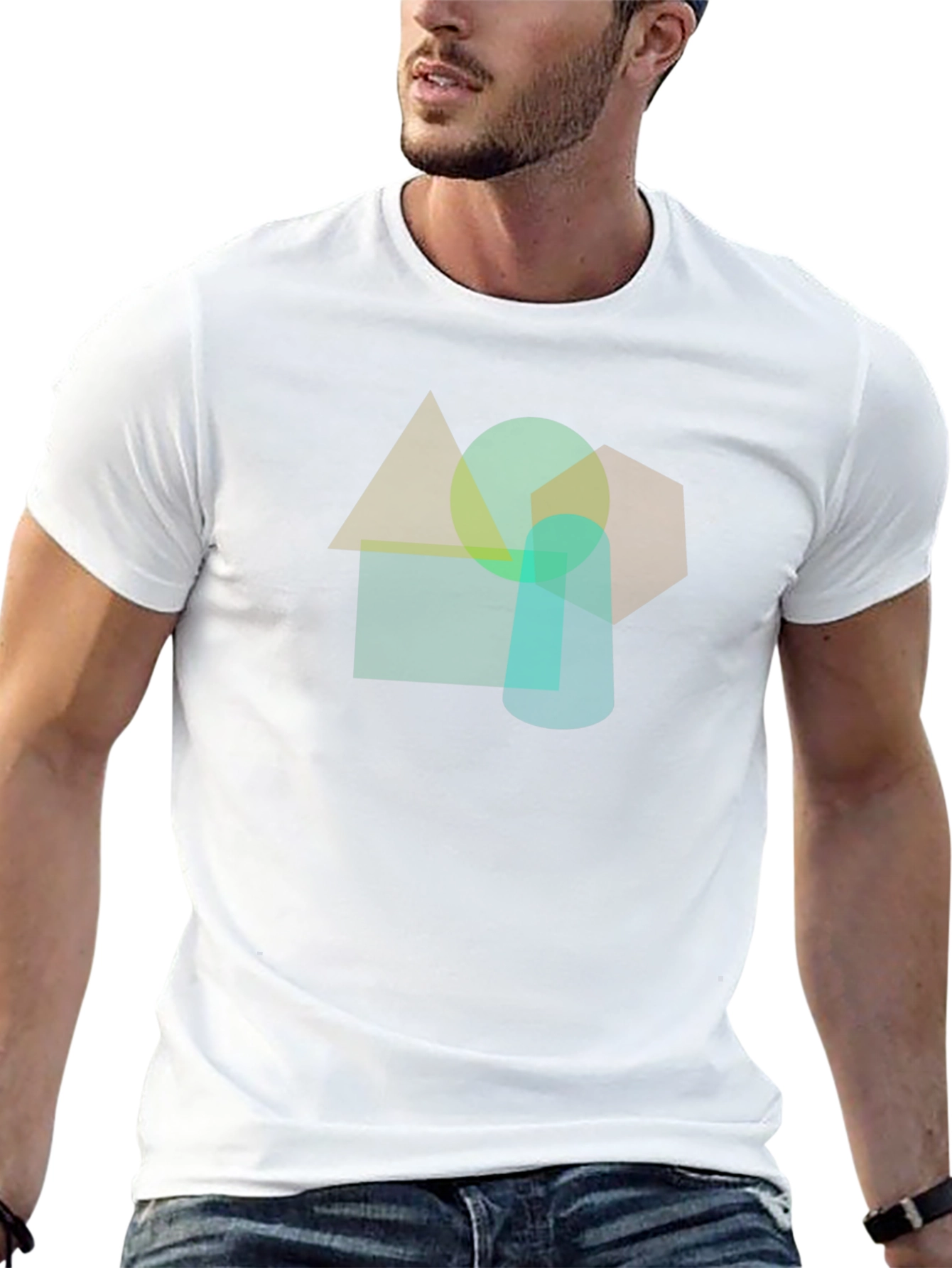 Abstract Geometric Shapes Black T-Shirt