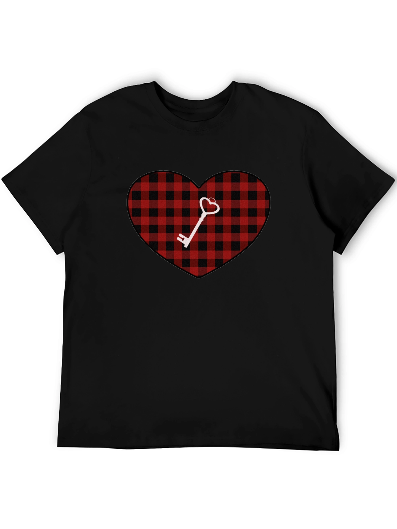 Plaid Heart & Key Graphic T-Shirt