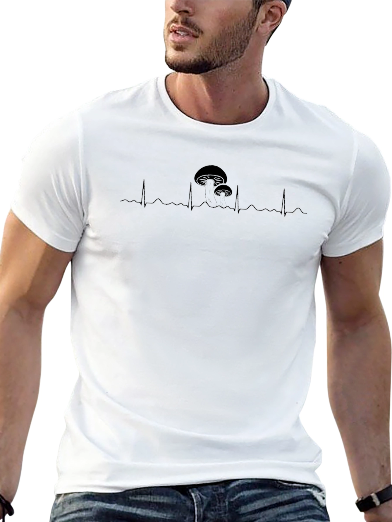 Mushroom Heartbeat Graphic Tee - Relaxed Fit