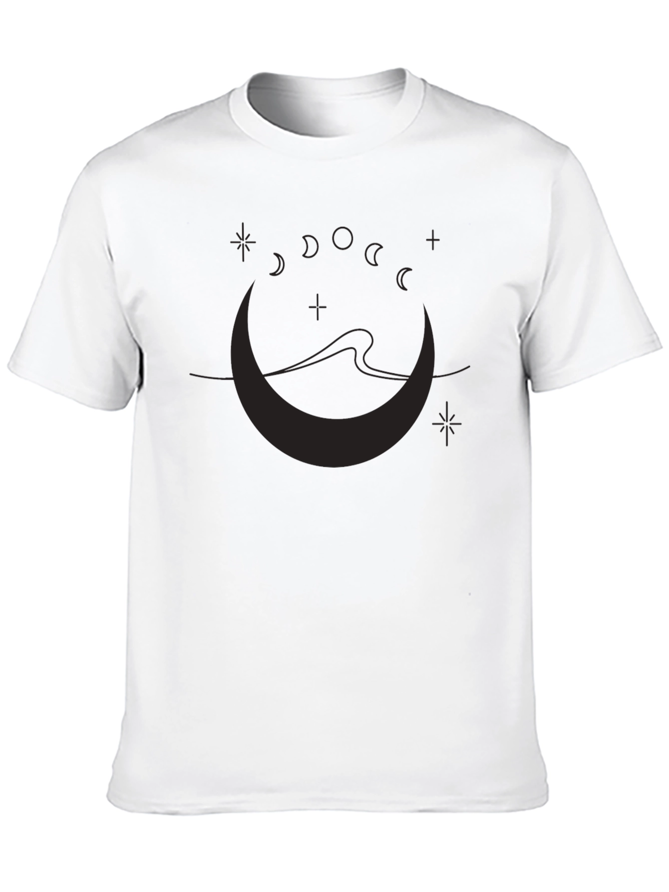 Moon Phases Graphic Print Black T-Shirt