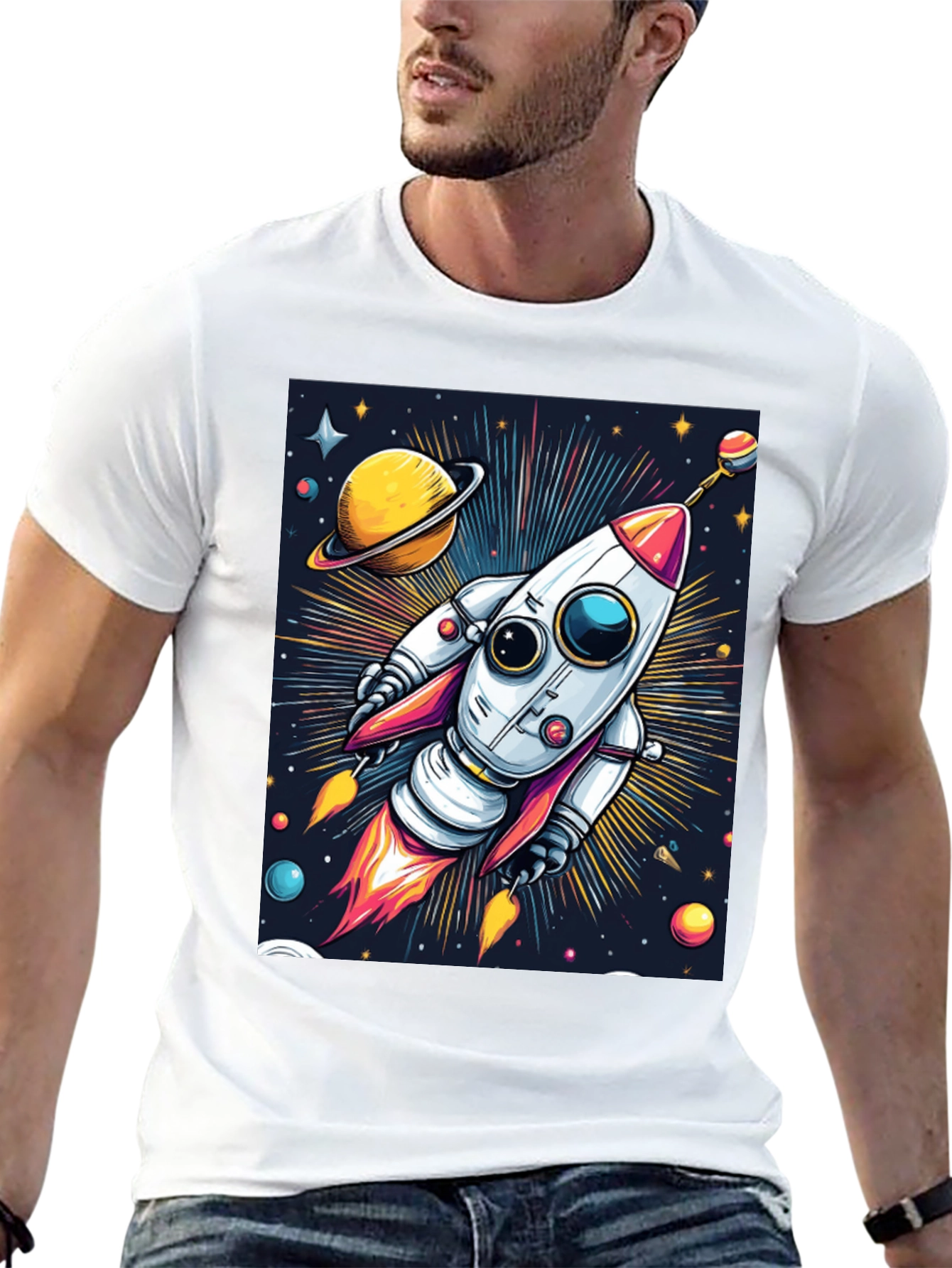 Space Rocket T-Shirt - Cosmic Graphic Tee