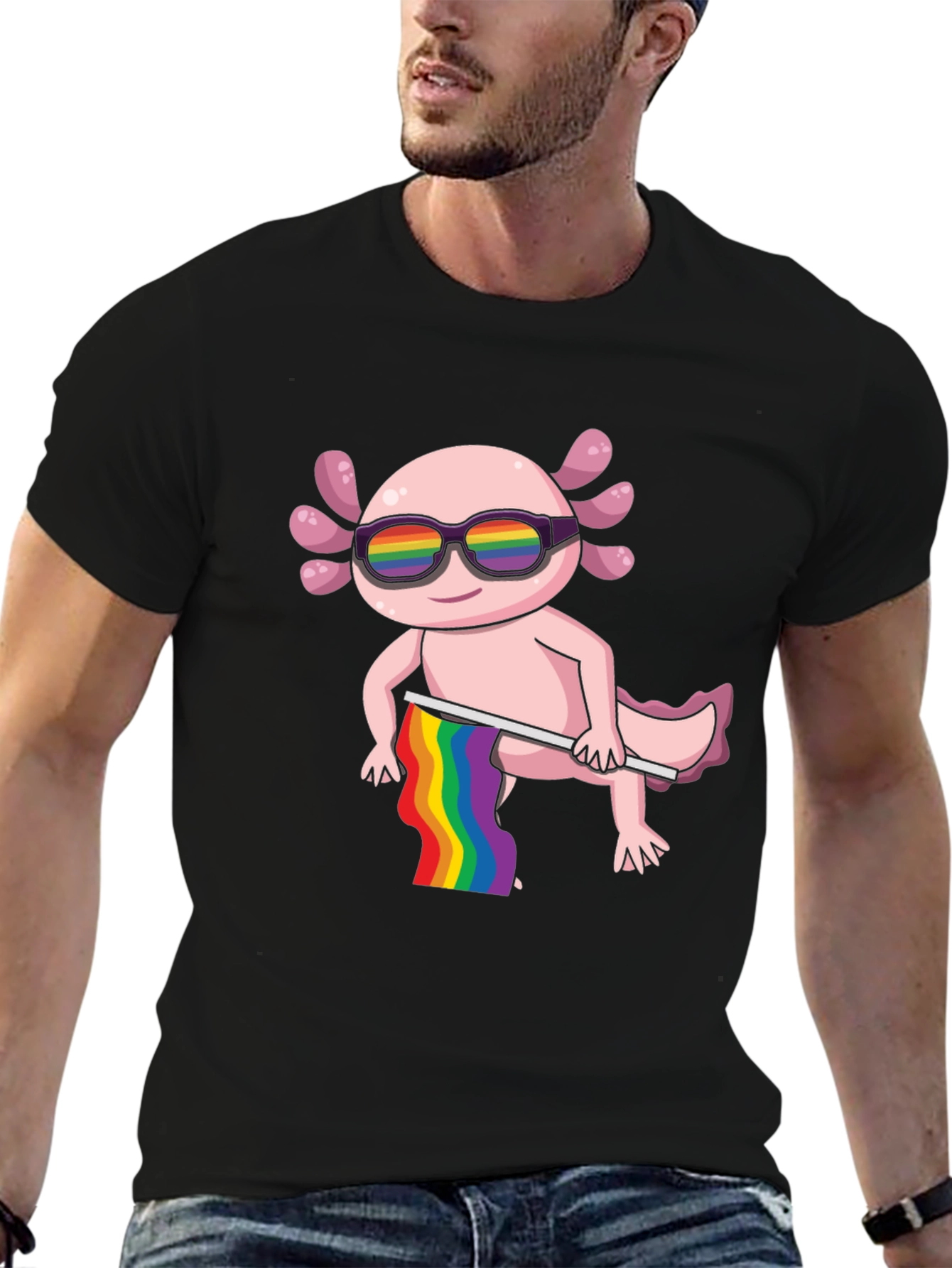 Axolotl Pride T-Shirt - LGBTQ+ Rainbow Design