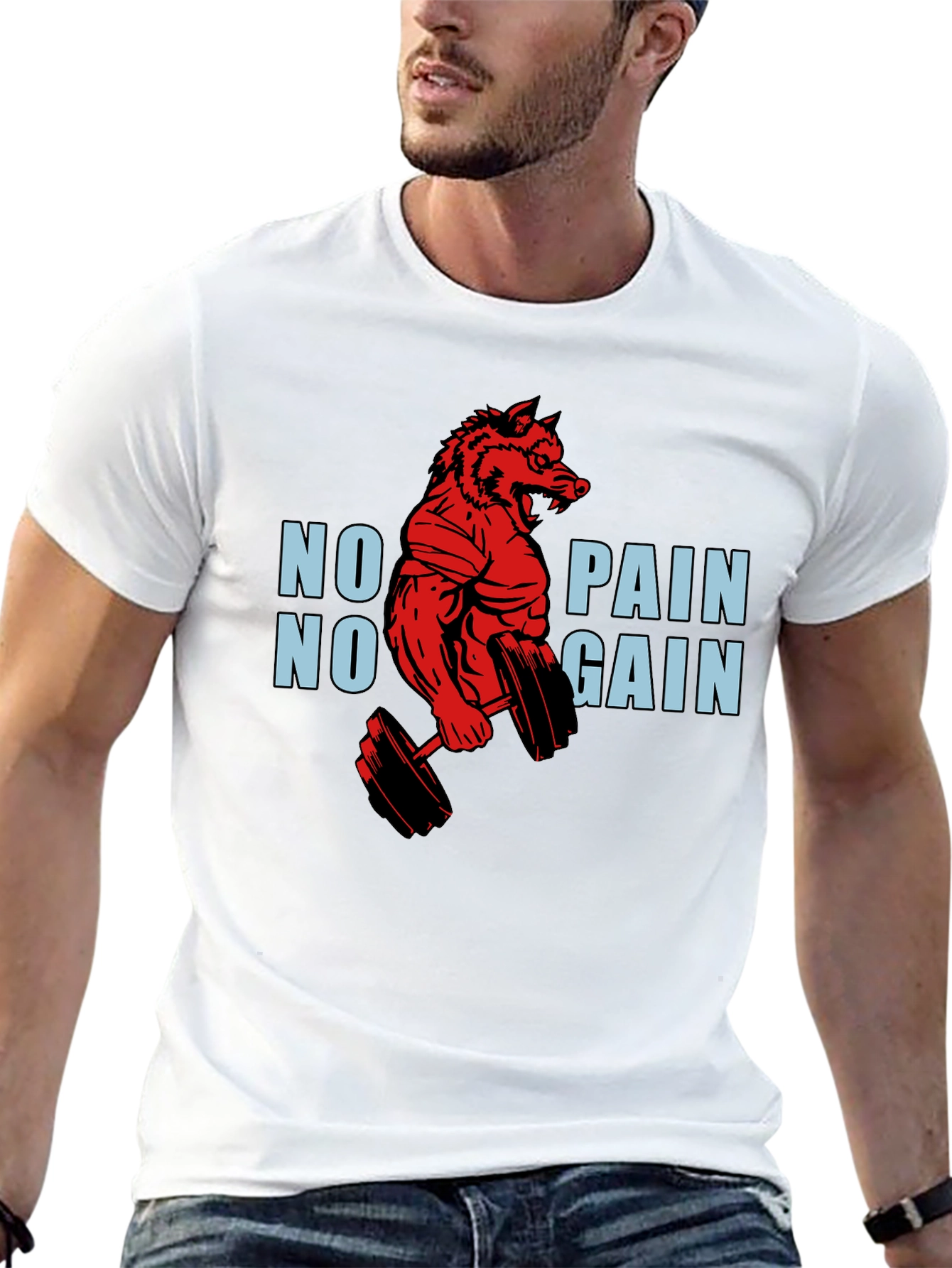 No Pain No Gain Gym Wolf T-Shirt