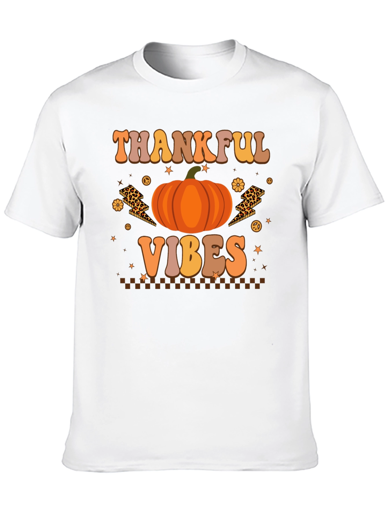 Thankful Vibes Graphic Tee Fall Pumpkin T-Shirt