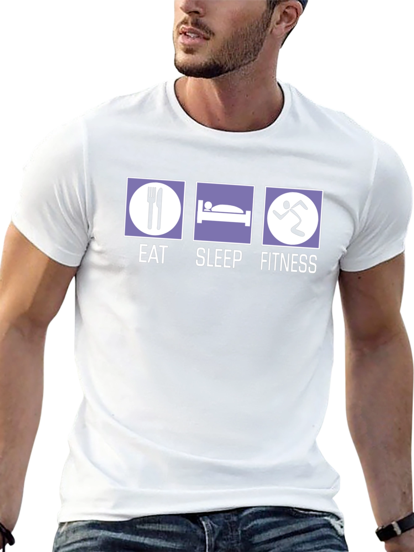Eat Sleep Fitness Graphic T-Shirt - Black