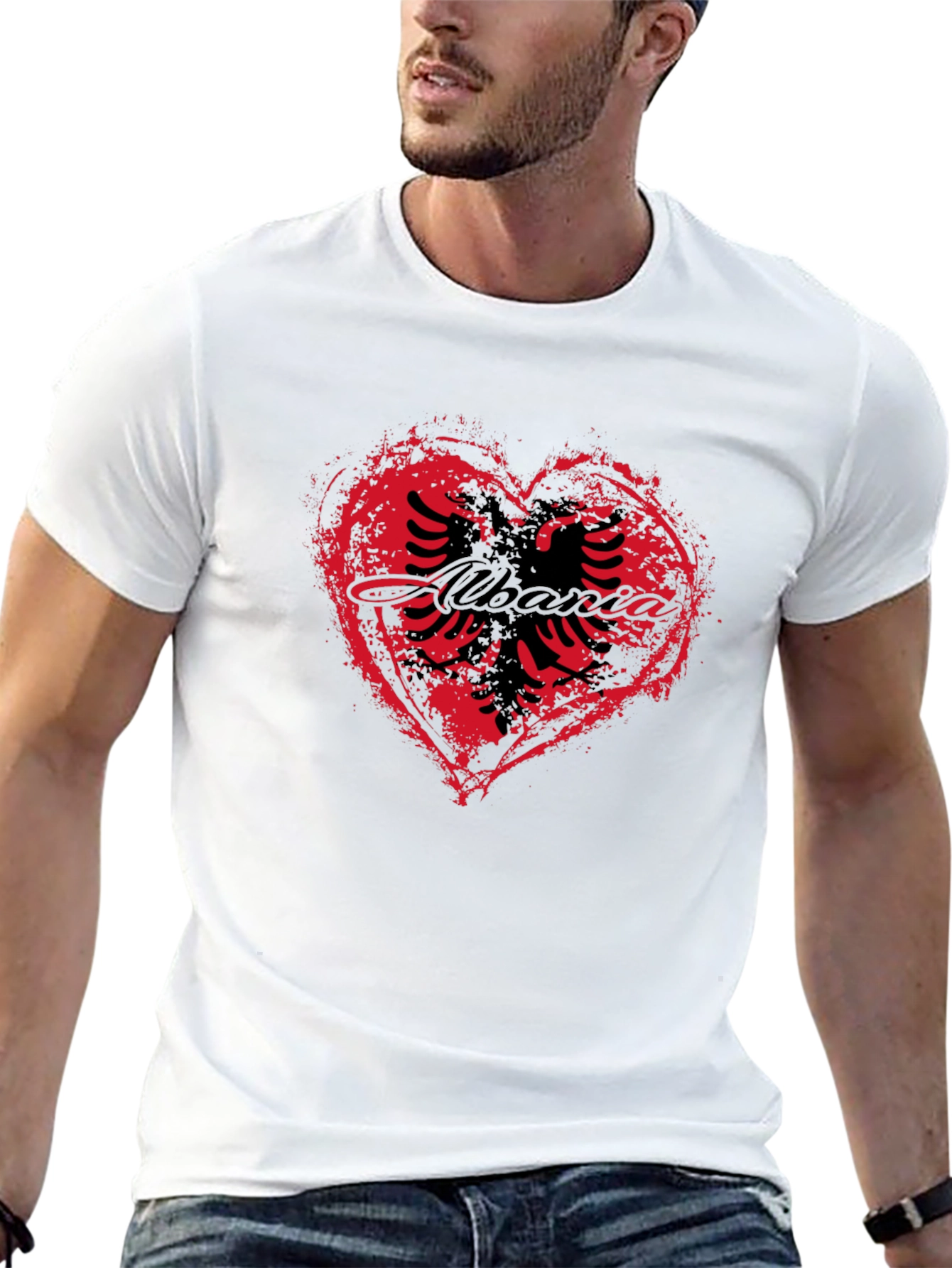Albania Heart T-Shirt - Black