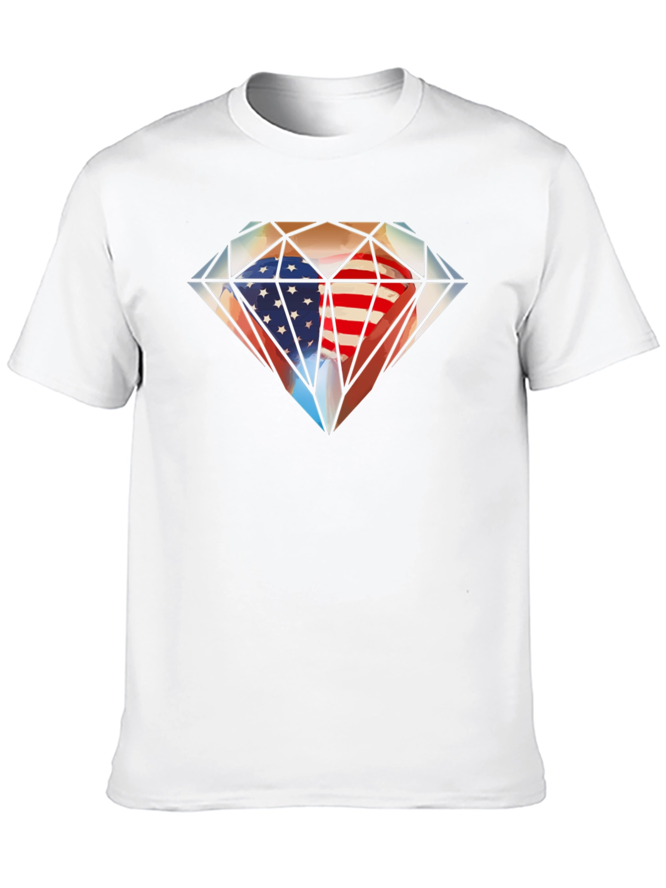 American Flag Diamond Graphic T-Shirt