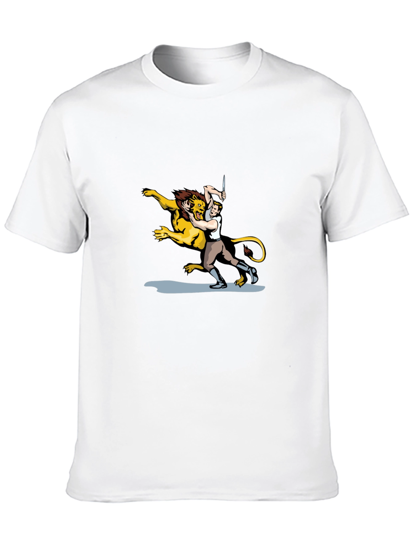 Lion Wrestler Graphic Tee - Classic Black T-Shirt
