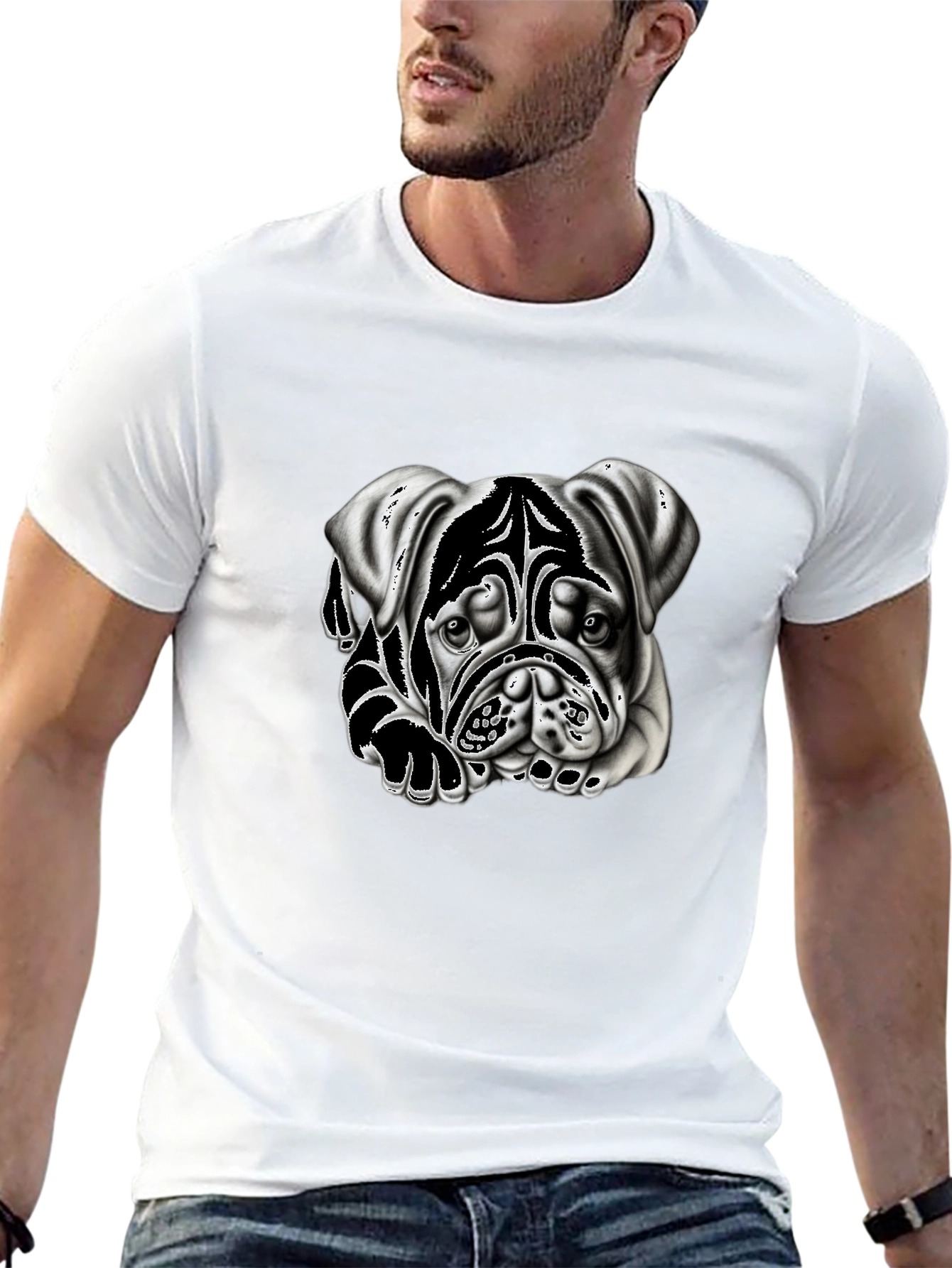 Bulldog Graphic Print Black T-Shirt