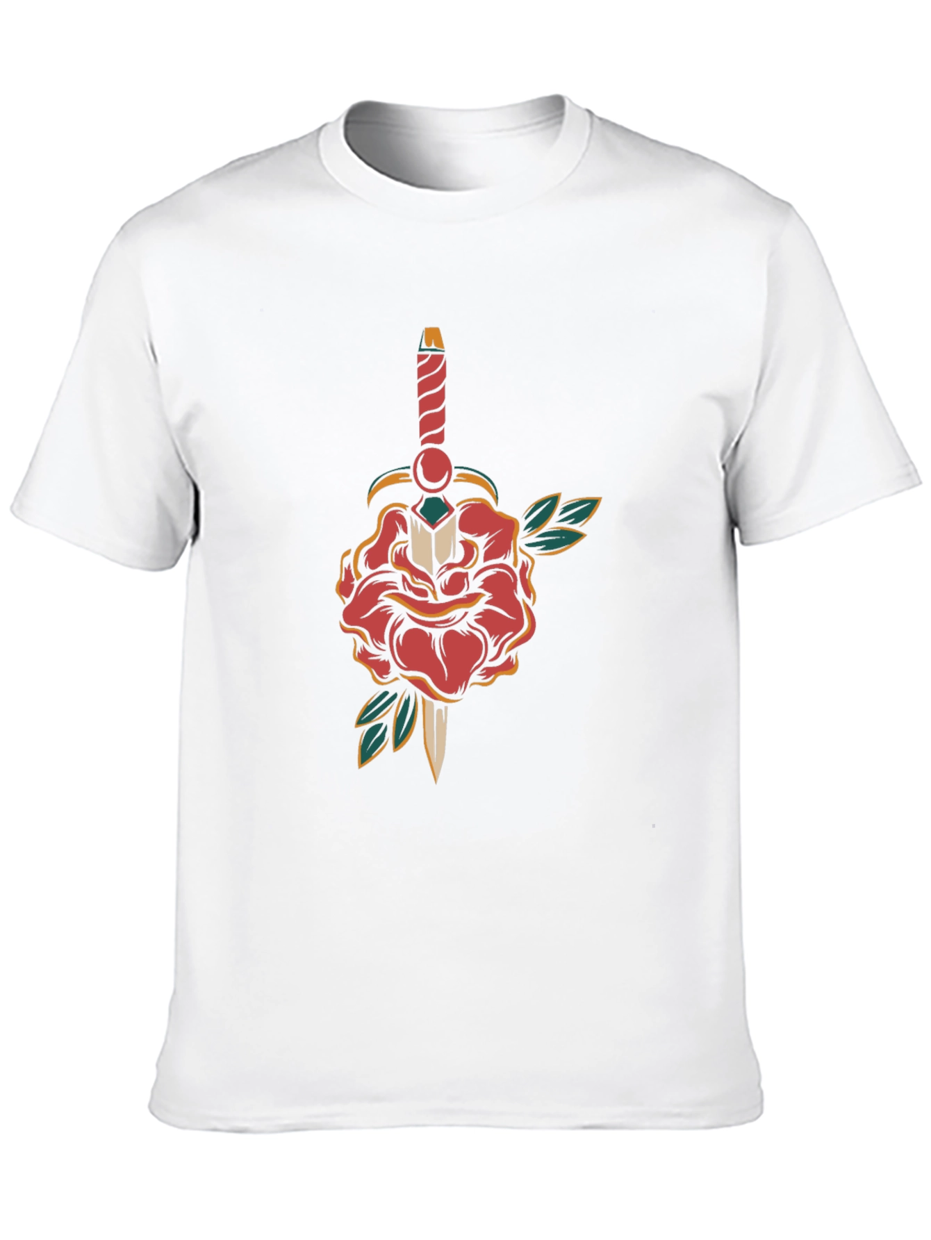 Rose & Dagger Graphic Tee - Classic Tattoo Style