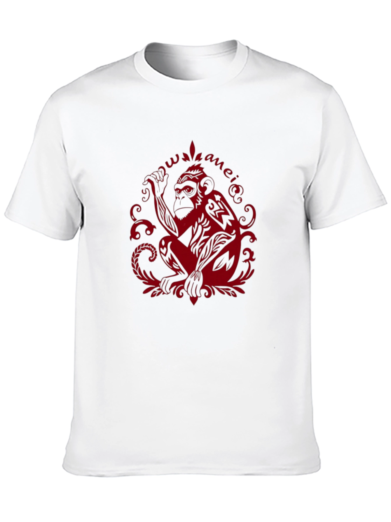 Tribal Monkey Graphic Tee - Red Print on Black