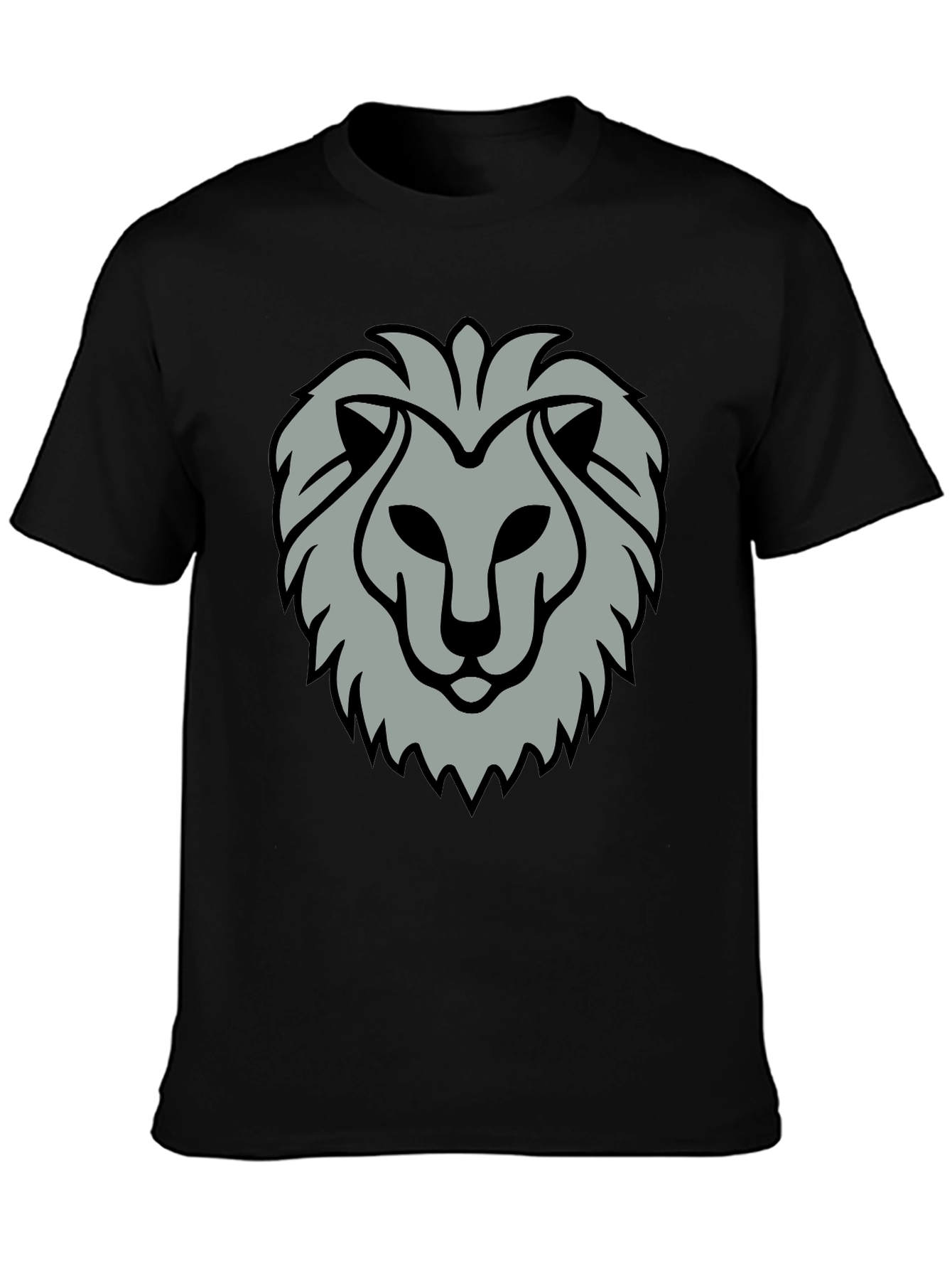 Lion Head Graphic Print Black T-Shirt