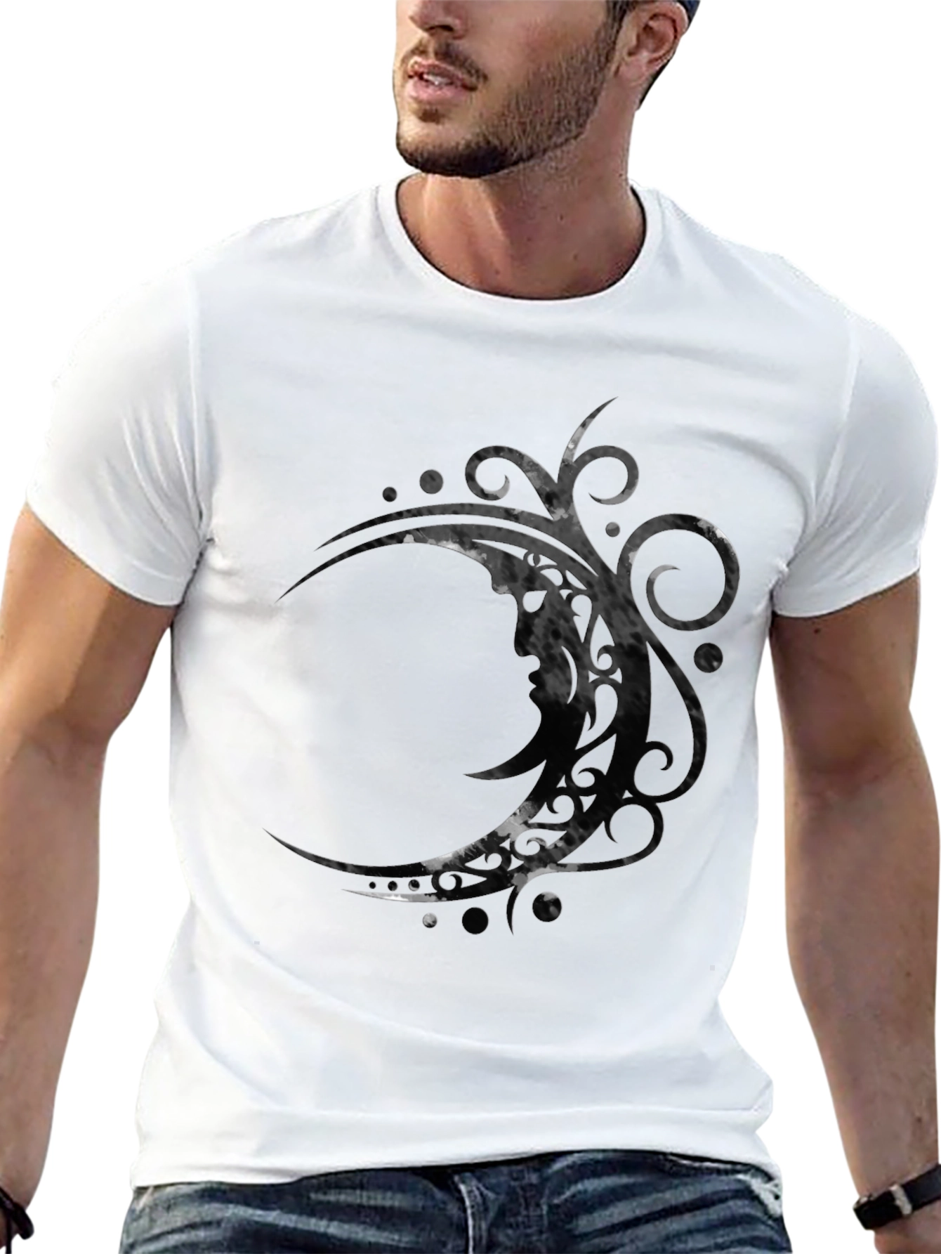 Tribal Moon Graphic Black T-Shirt