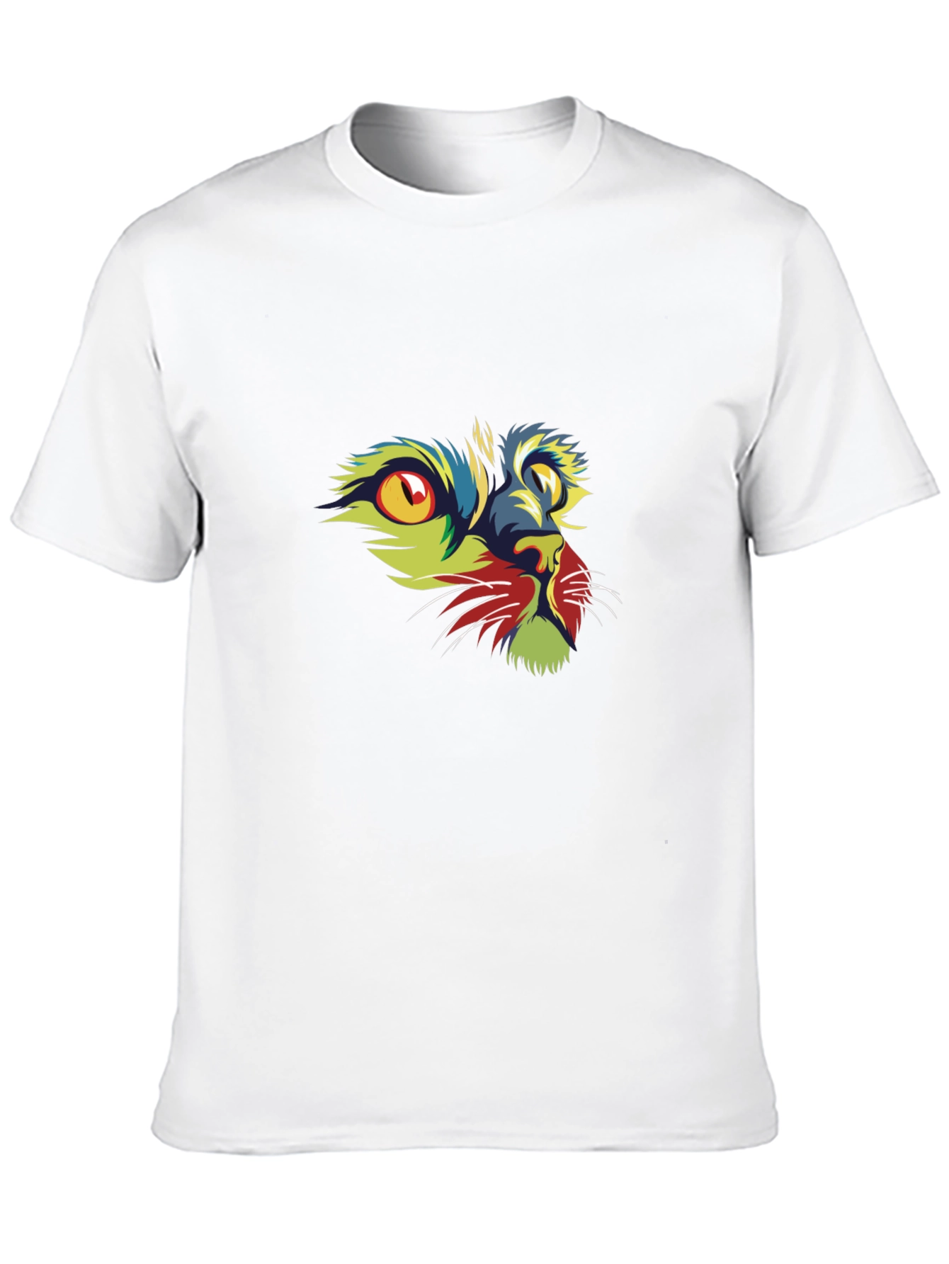 Vibrant Cat Graphic Print Black T-Shirt