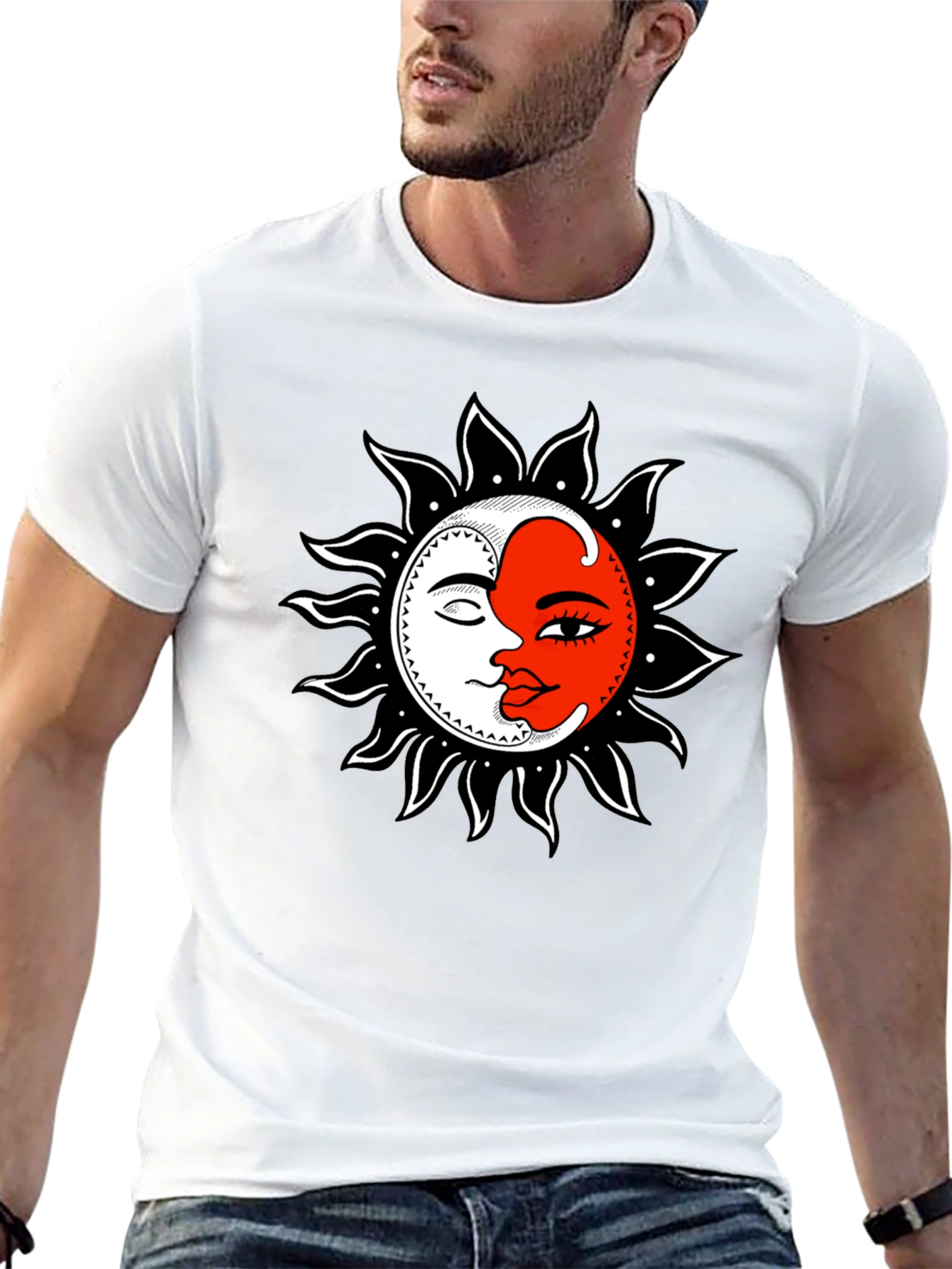 Sun and Moon Graphic Black T-Shirt