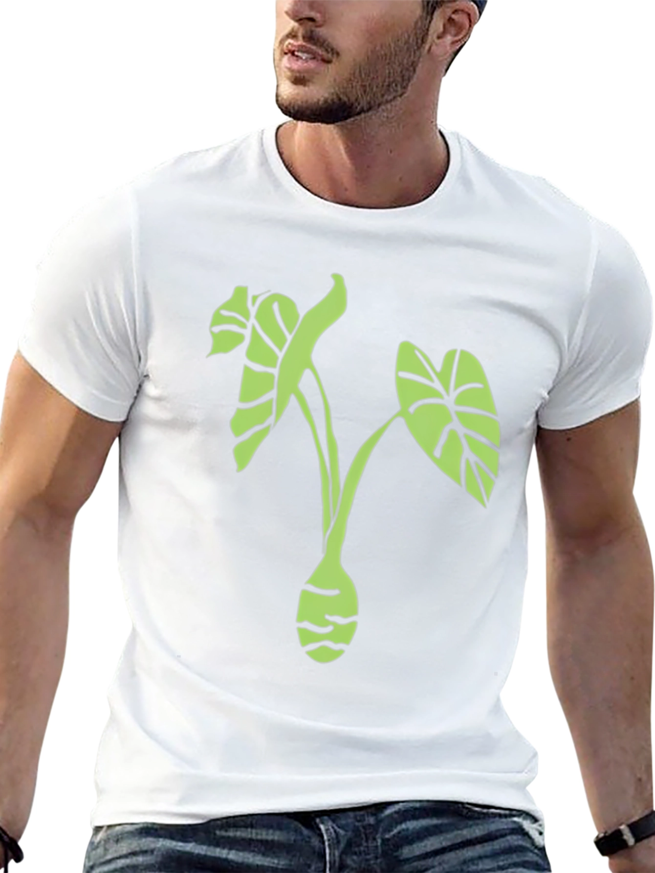 Green Taro Plant Graphic Tee - Unisex Black Shirt