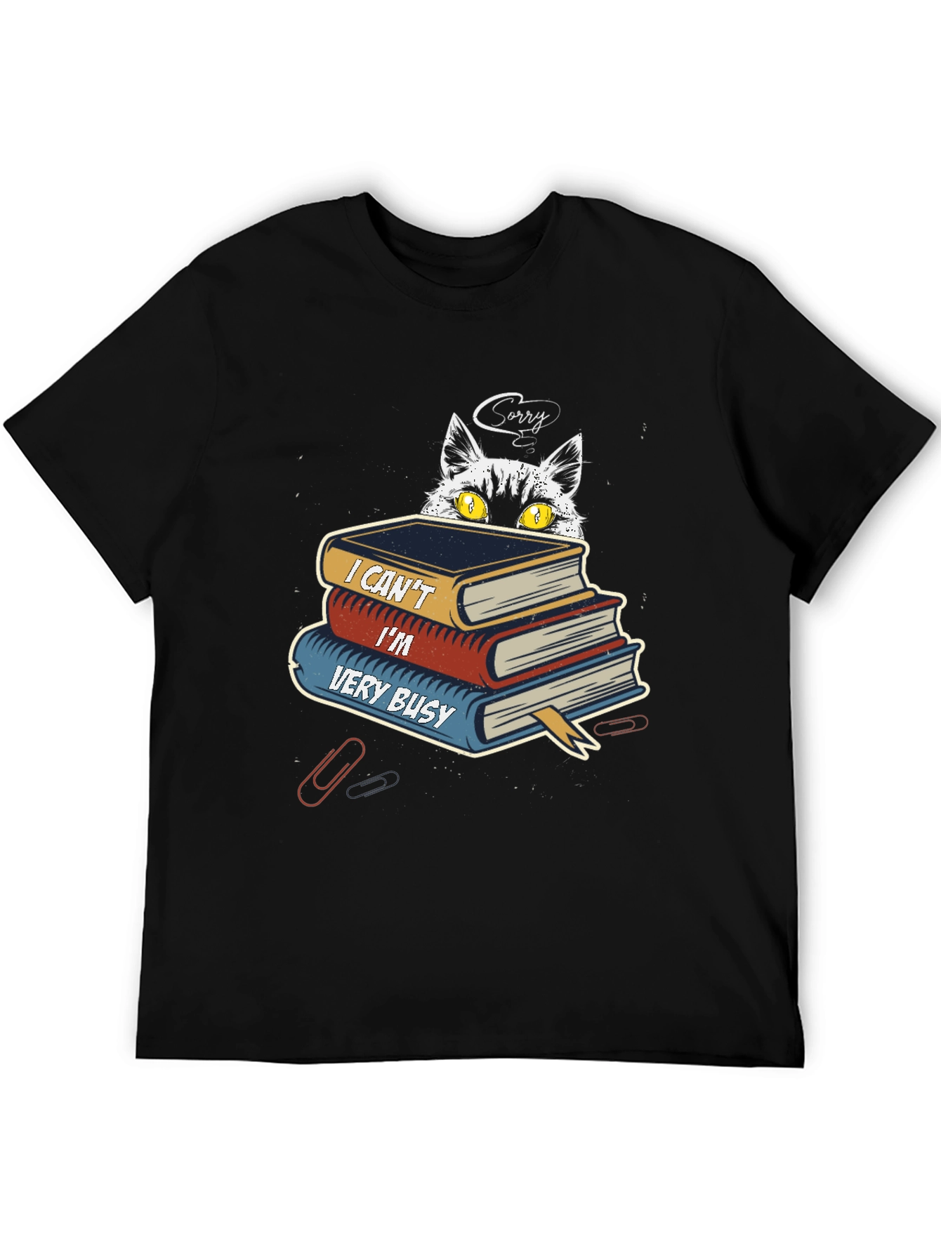 Busy Cat Graphic T-Shirt - Book Lover Tee