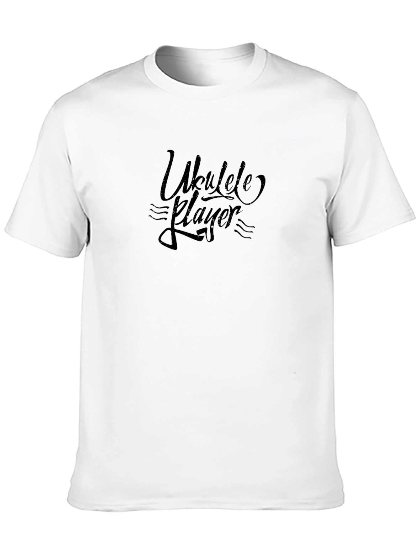 Ukulele Player Graphic Tee - Black Cotton T-Shirt