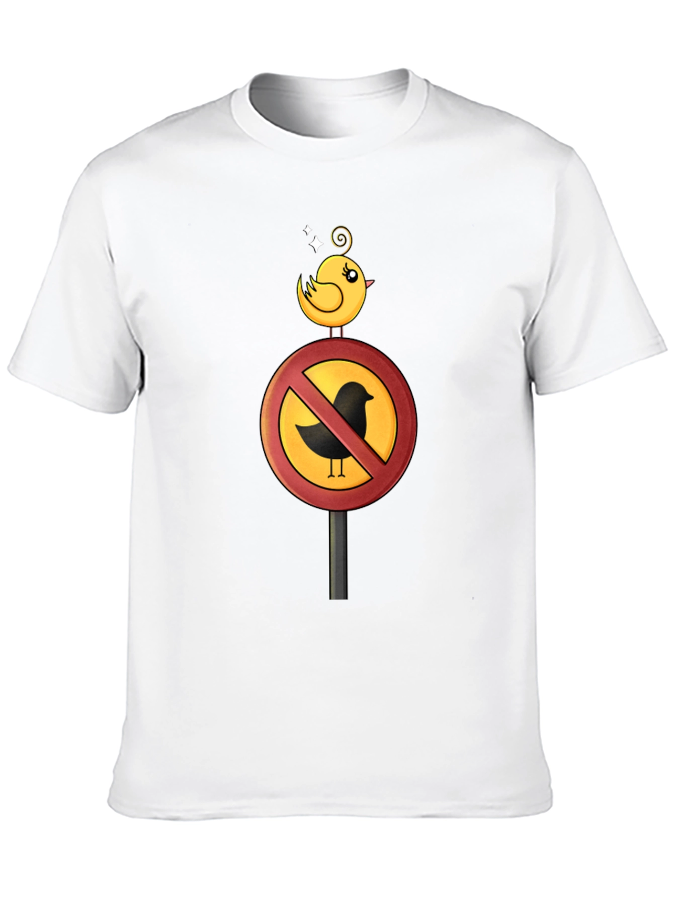 Funny Bird Ban Cartoon Graphic T-Shirt
