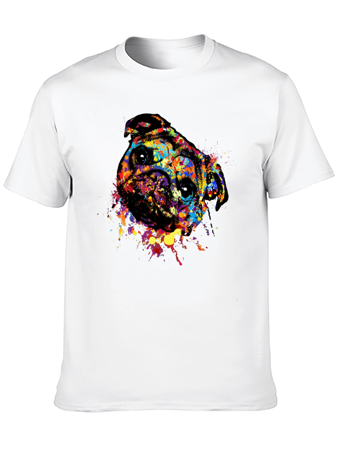 Abstract Pug Dog Graphic Tee - Black Crewneck