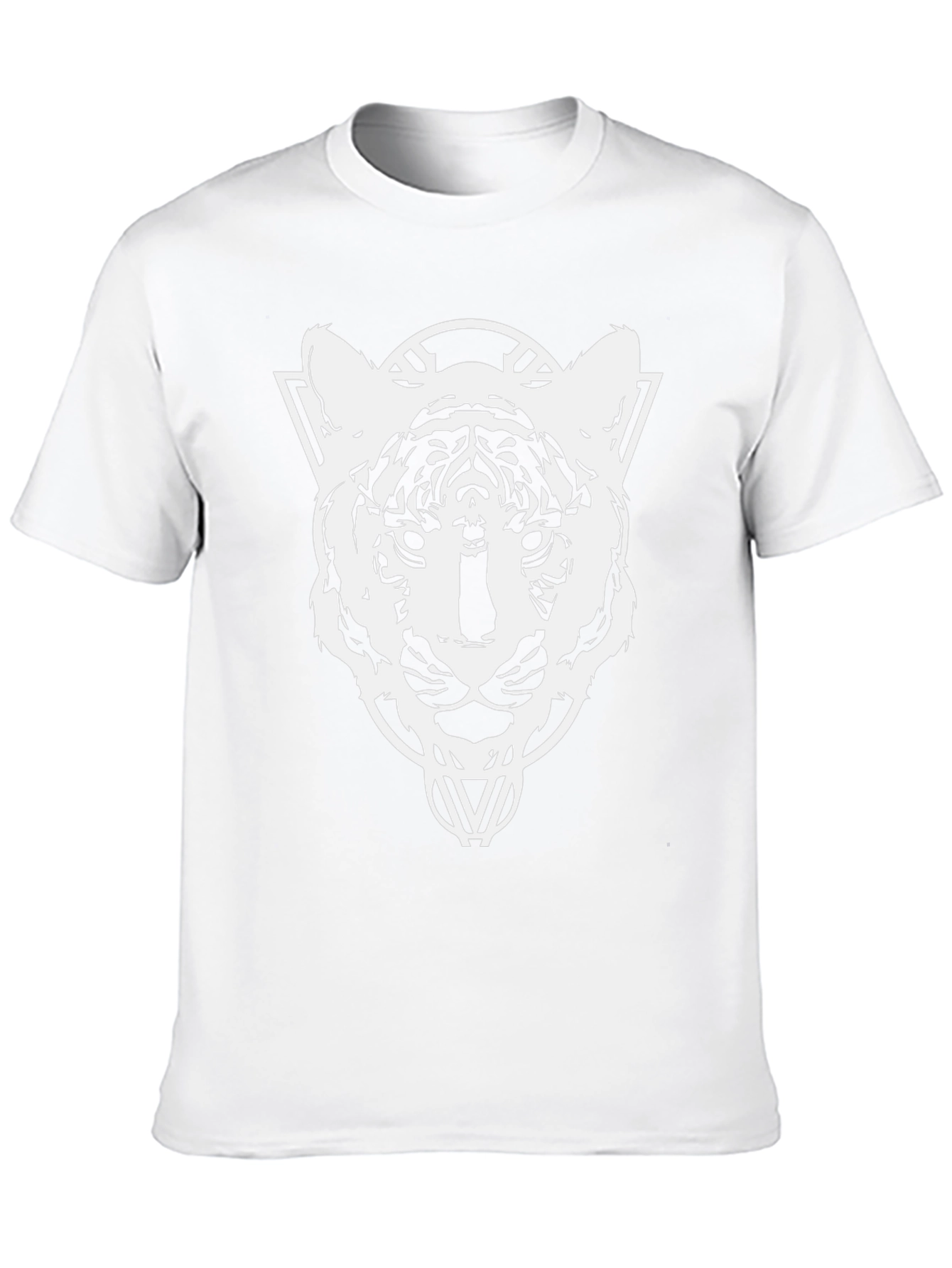 Geometric Tiger Head Graphic T-Shirt - Black