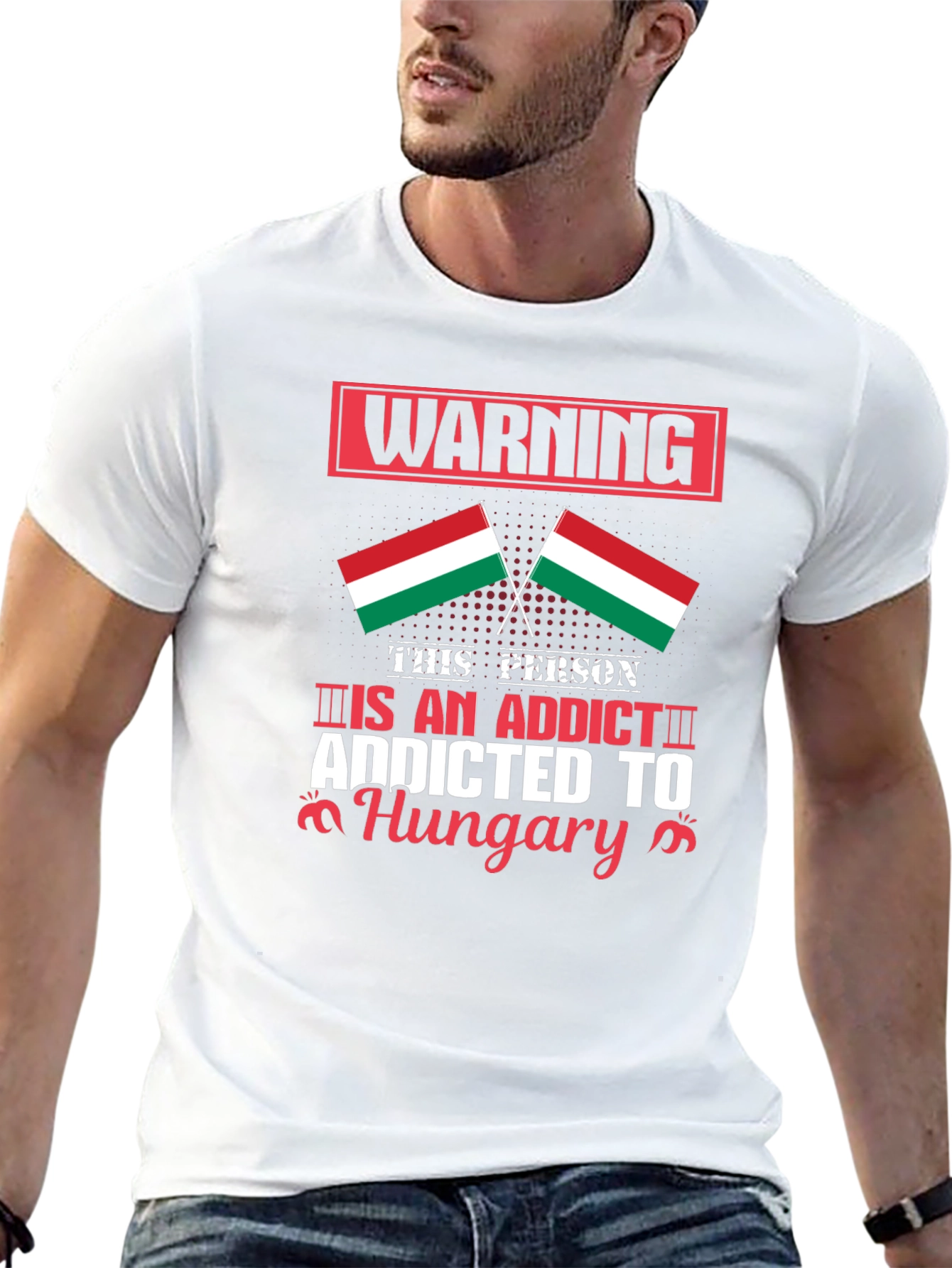 Hungary Addict T-Shirt Flag Design Novelty Top